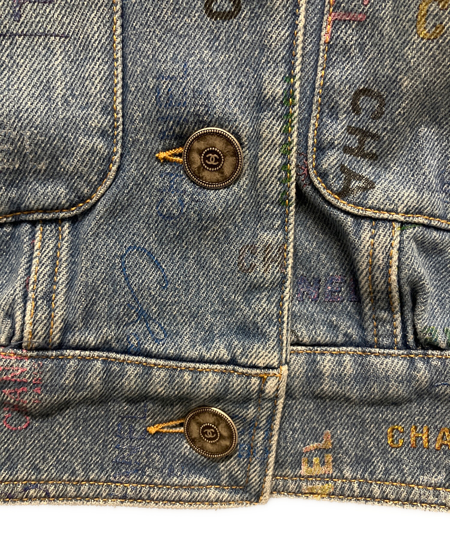 中古・古着通販】CHANEL (シャネル) ココボタン ロゴプリントデニム