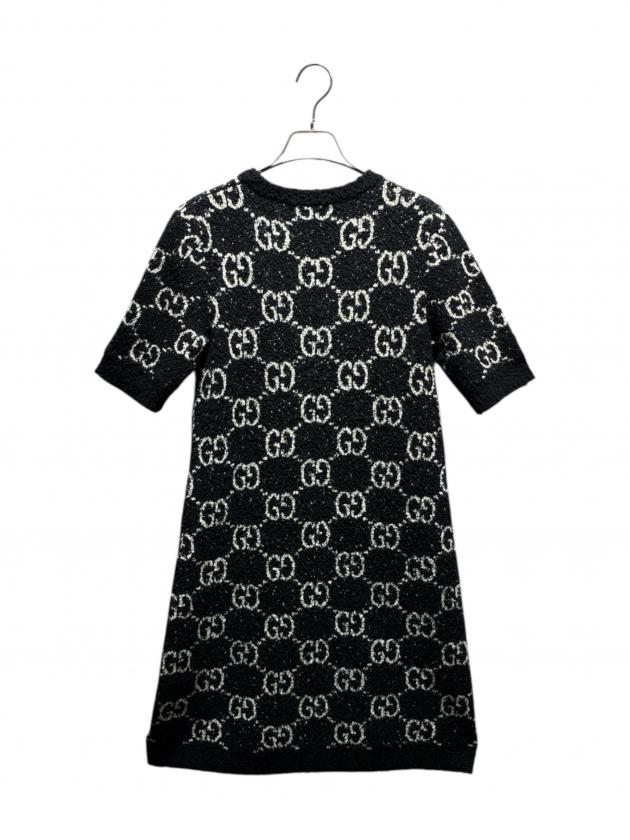 GUCCI グッチ　ブラック ワンピース Sサイズ ゴルフ 中古・古着通販】GUCCI (グッチ) GGニットワンピース ブラック サイズ