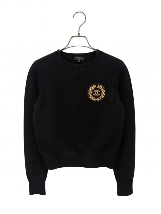 CHANEL シャネル ボア ココマーク セーター 36 中古・古着通販】CHANEL (シャネル) ココマークエンブレムニット
