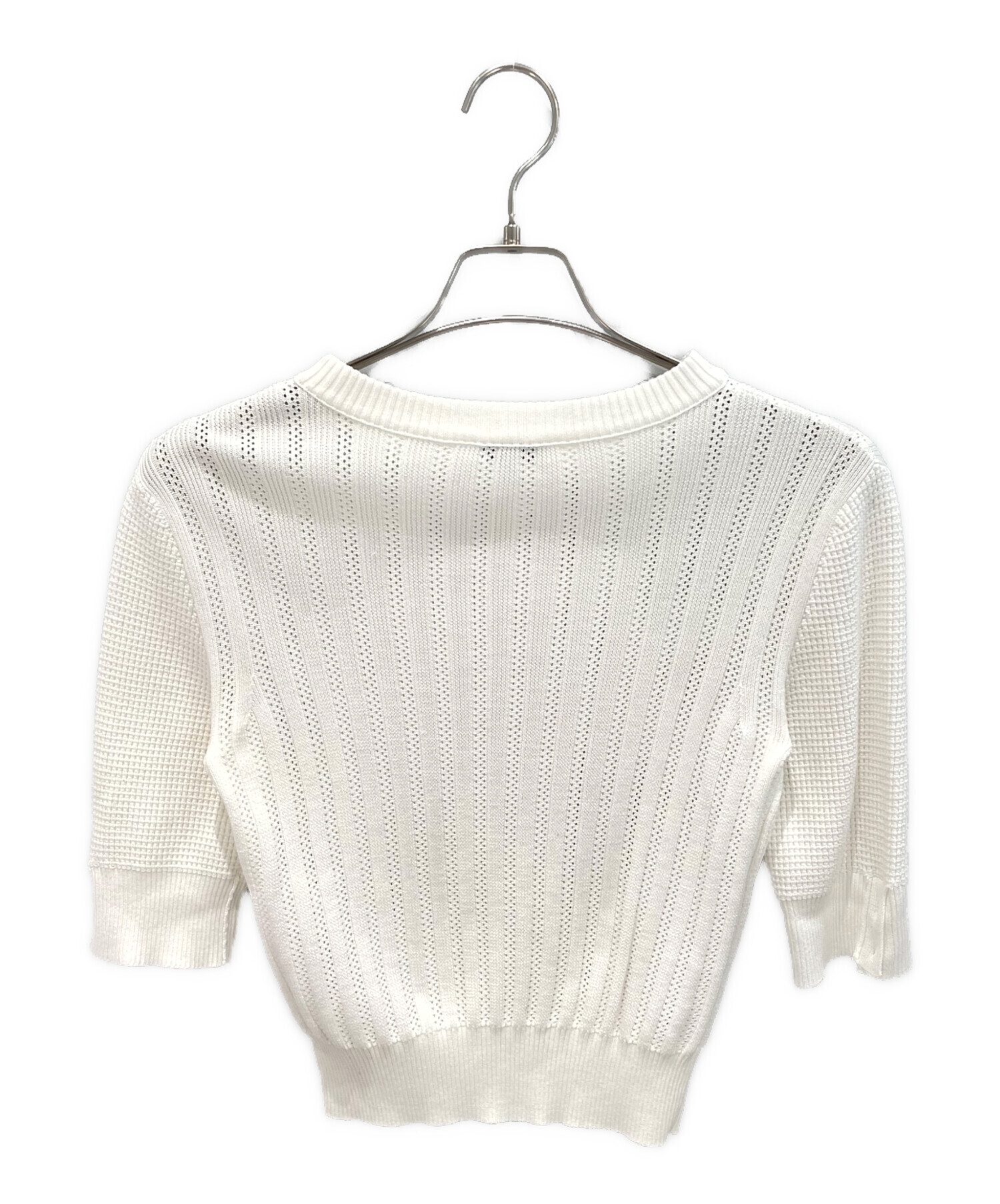 中古・古着通販】CHANEL (シャネル) ココマーク半袖ニット ホワイト 
