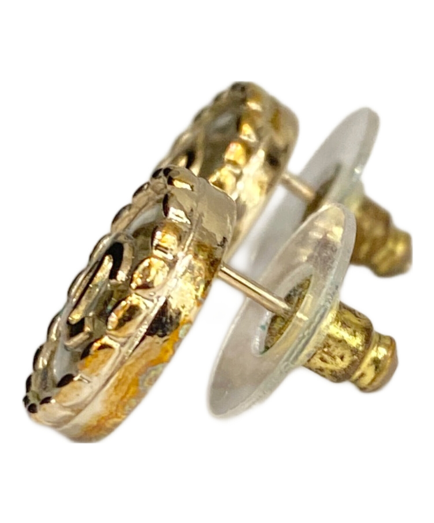 正規品☆シャネルミニココマークピアス クリアゴールド ヴィンテージ 試着程度美品 中古・古着通販】CHANEL (シャネル) サークルココマークピアス