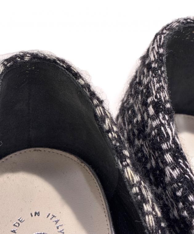 中古・古着通販】CHANEL (シャネル) カメリアツイードパンプス グレー 中古・古着通販】CHANEL (シャネル) カメリアツイードパンプス グレー