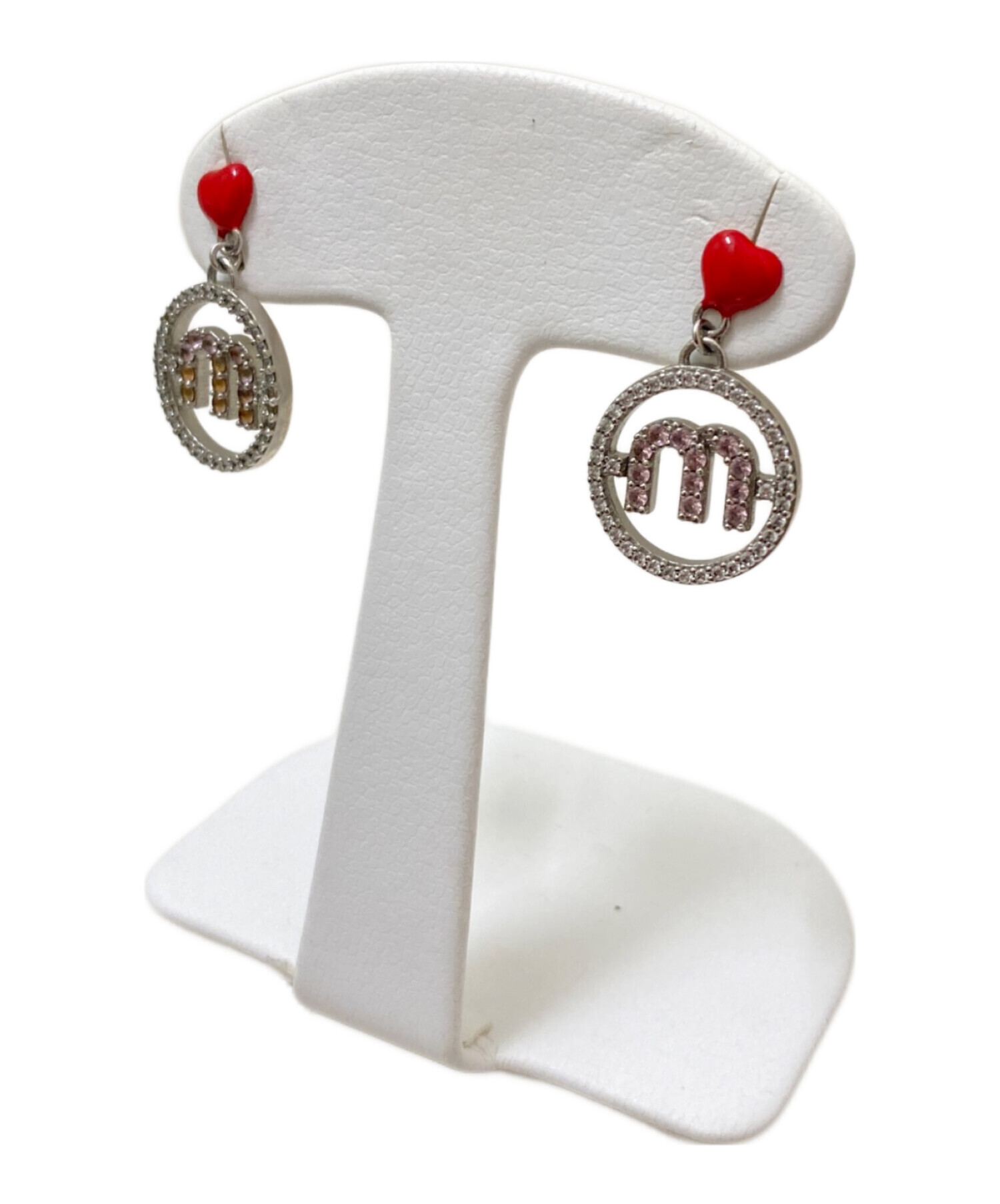 miu miu ラインストーンロゴピアス 中古・古着通販】MIU MIU (ミュウミュウ) ラインストーンピアス