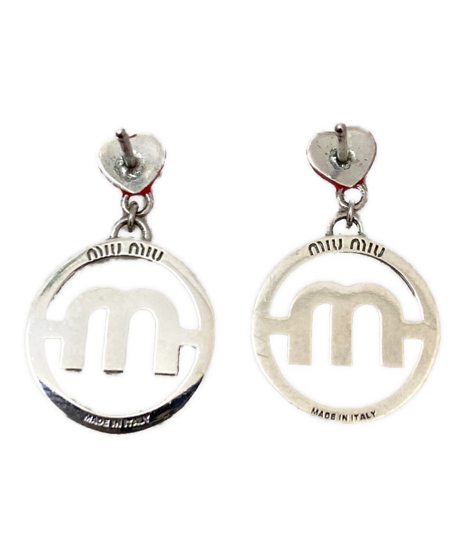 miu miu ラインストーンロゴピアス 中古・古着通販】MIU MIU (ミュウミュウ) ラインストーンピアス