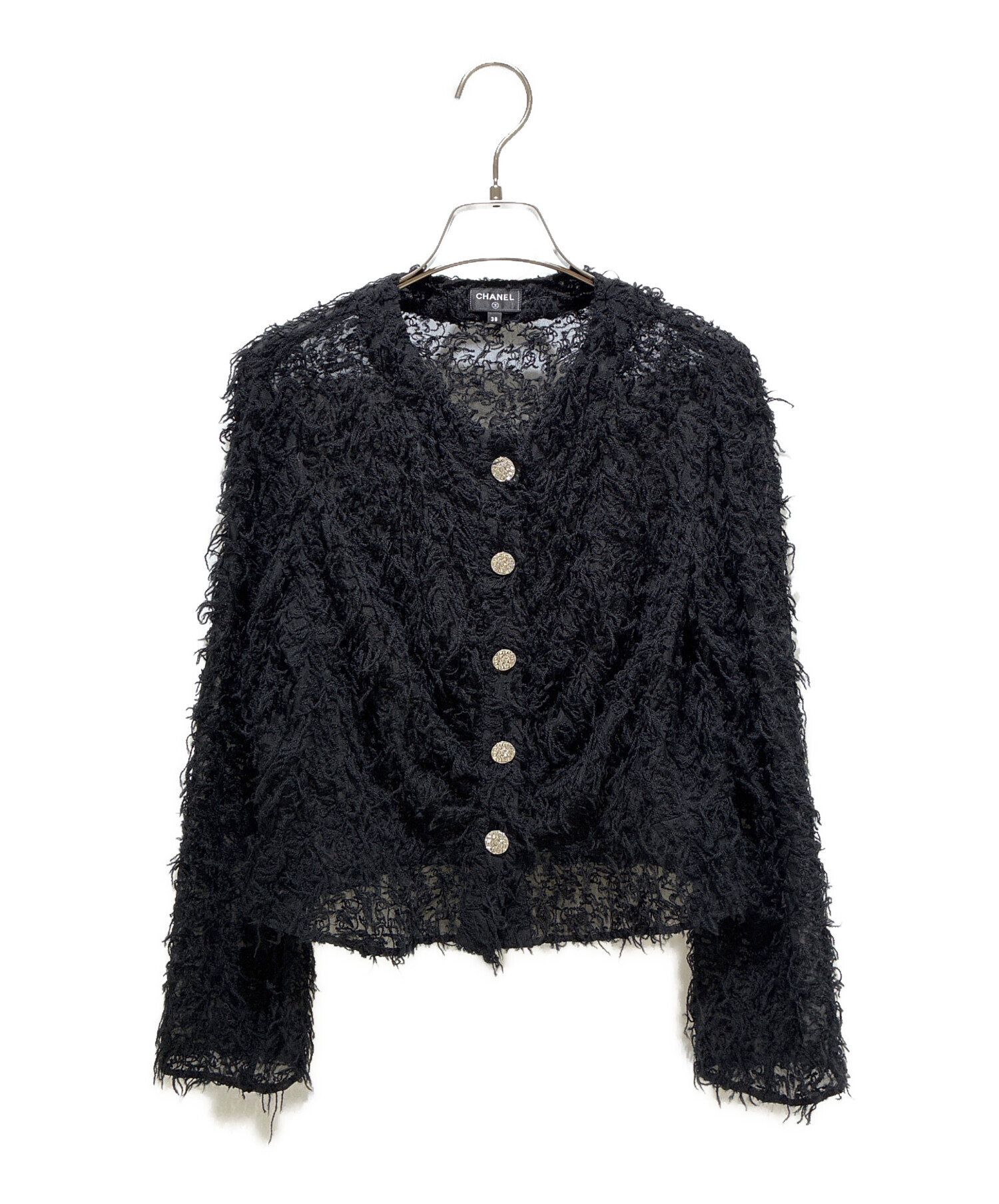 新品未使用 CHANEL ココマーク ライオンボタン カーディガン 黒 シャネル 中古・古着通販】CHANEL (シャネル) ココボタンカーディガン ブラック