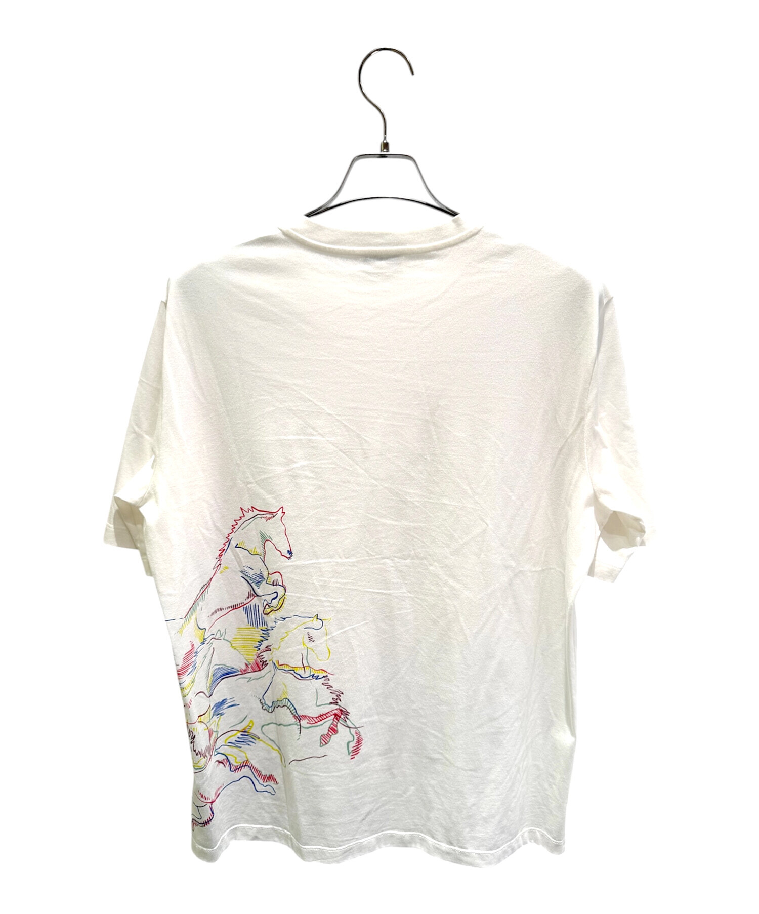 美品 HERMES エルメス parcours sans faute プリント Tシャツ カットソー size44 ホワイト レディース 古着 中古 USED HERMES - HERMES エルメス Tシャツ・カットソー XS 白 【古着】【中古