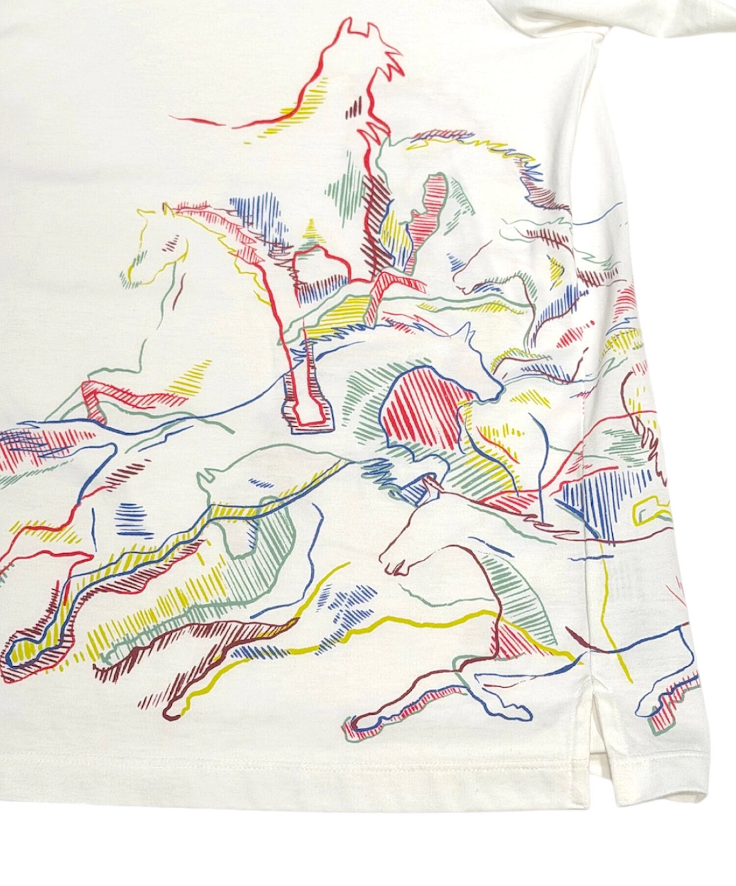 未使用品 エルメス カチナ コットン サイズ44 ホワイト マルチカラー 半袖Ｔシャツ 0355【中古】HERMES HERMES - 未使用品 エルメス カチナ コットン サイズ44 ホワイト