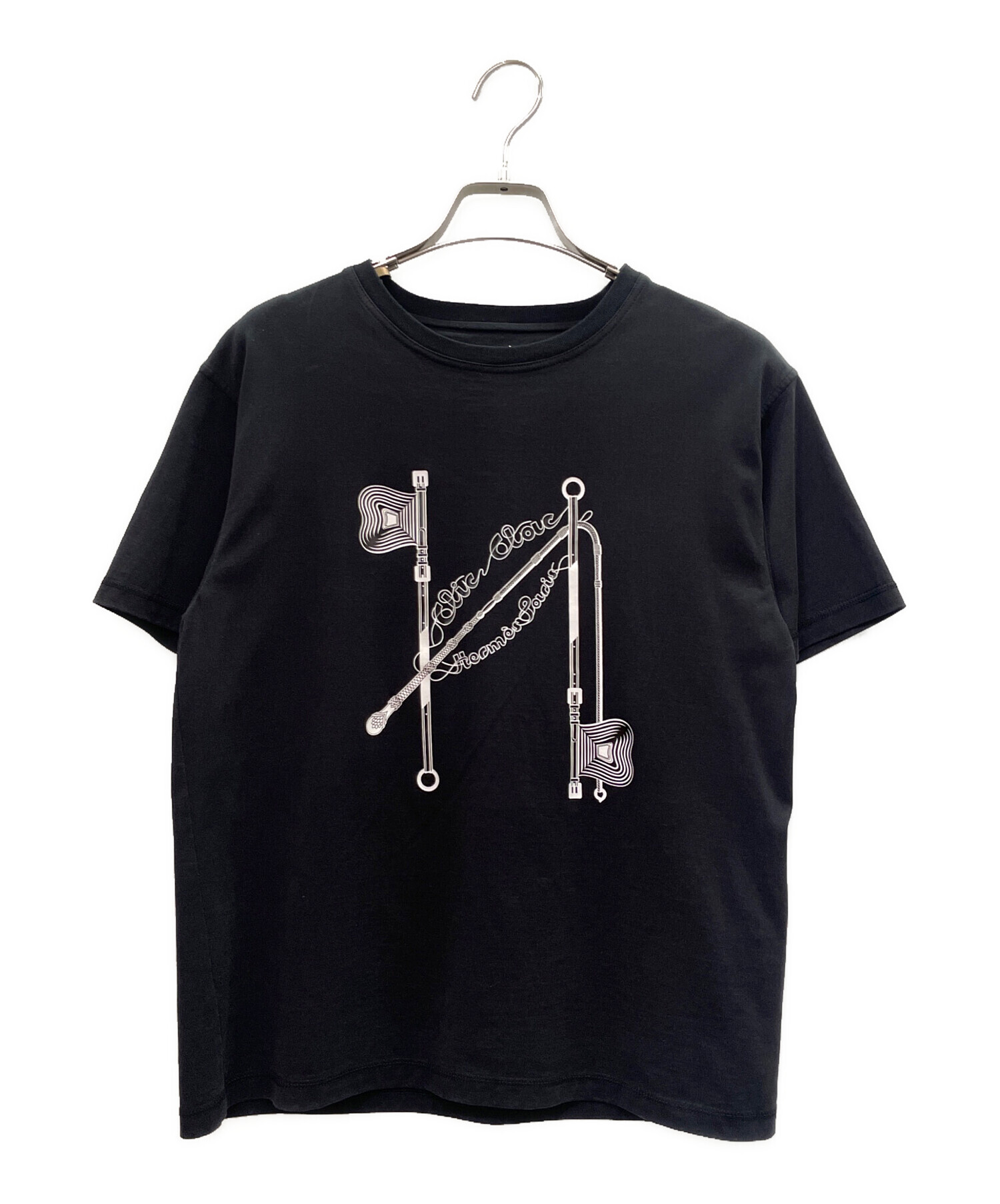 HERMES - エルメス HERMES トップス コットン ブラック 未使用  Tシャツ 中古・古着通販】HERMES (エルメス) Clic Clac T-Shirt クリック