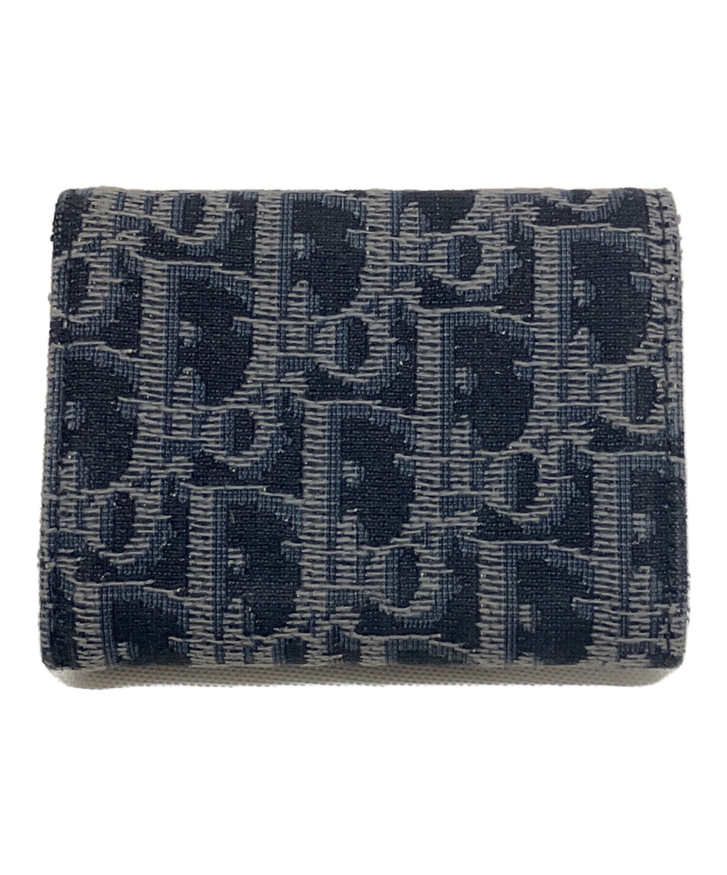 【美品】Dior ディオール オブリーク 三つ折り財布 キャンバス　ネイビー 中古・古着通販】Dior (ディオール) オブリーク コンパクトウォレット