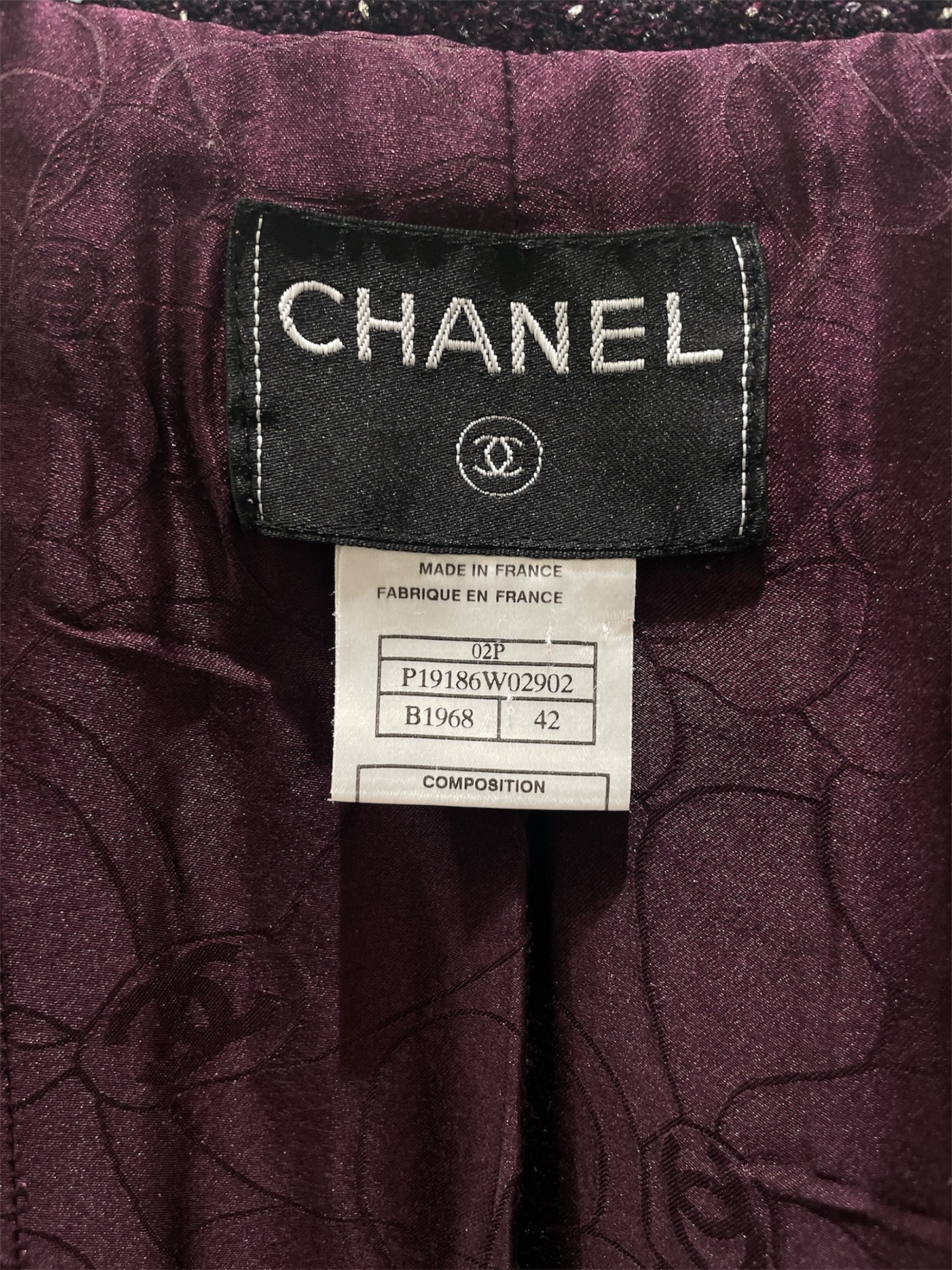 中古・古着通販】CHANEL (シャネル) Plum Tweed Jacket/ココボタン