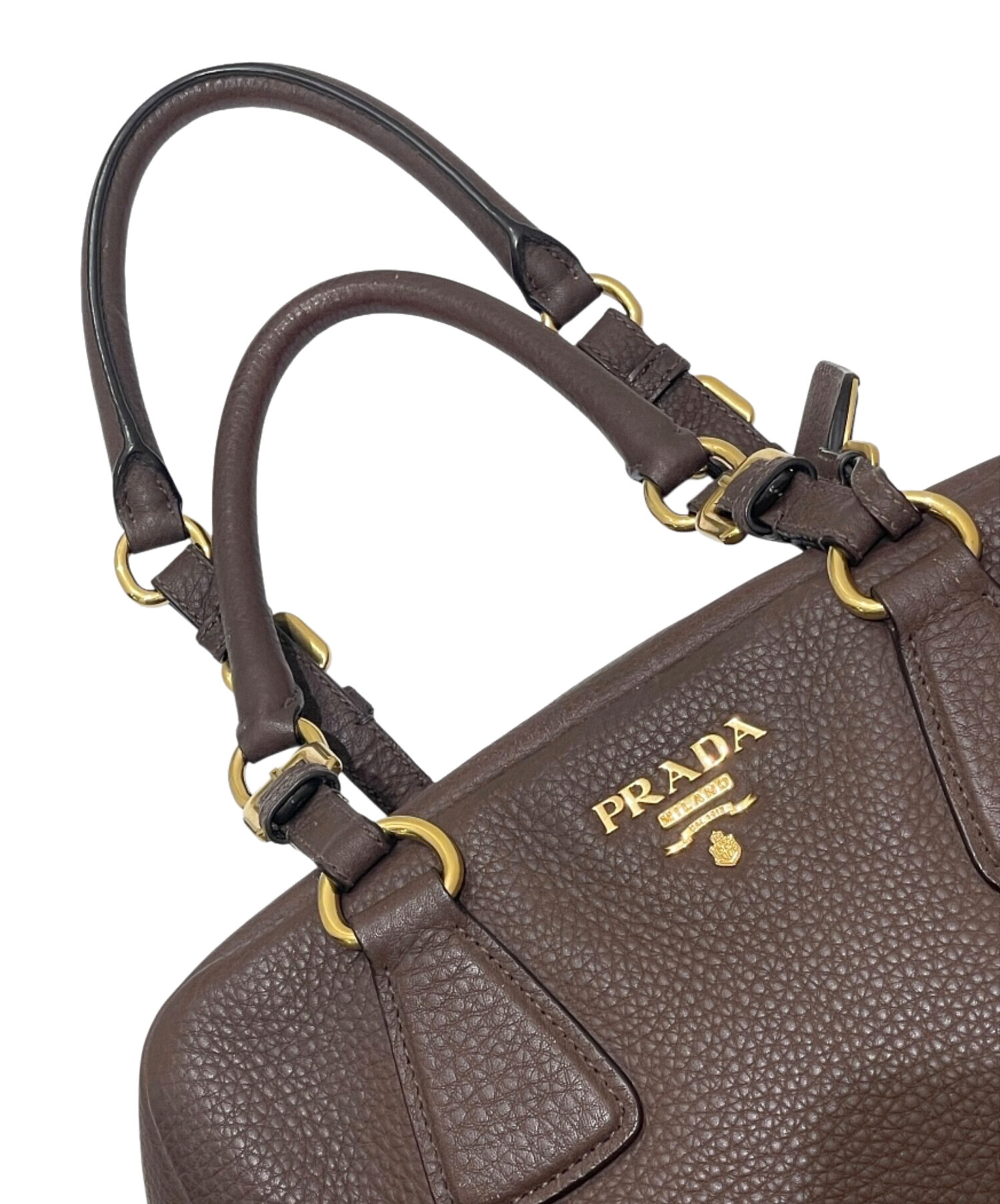PRADA ミニボストンバッグ 中古・古着通販】PRADA (プラダ) ミニボストンバッグ ブラウン
