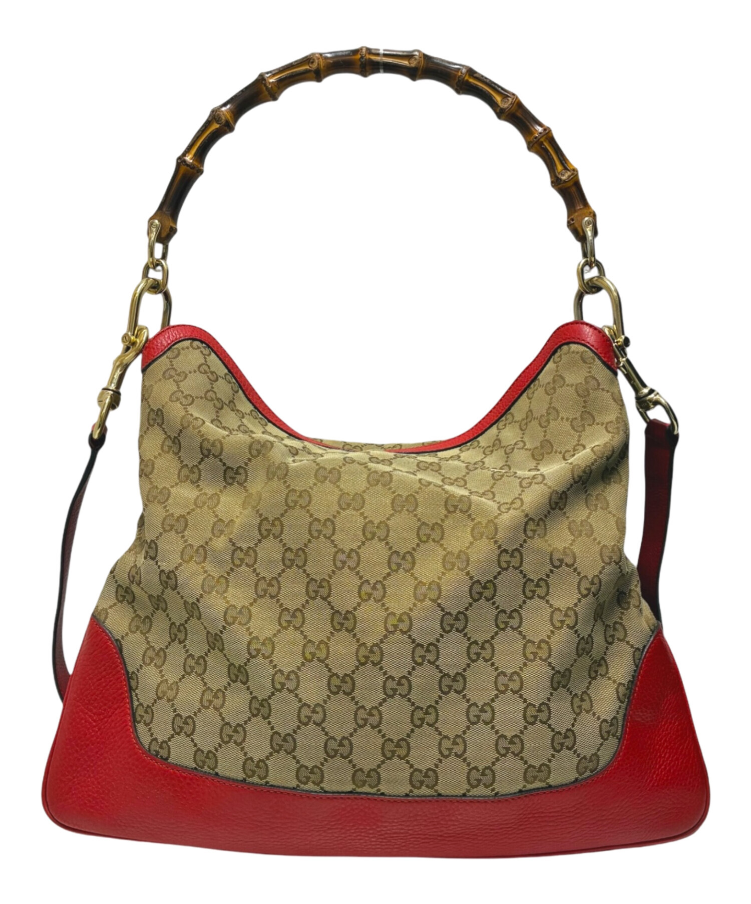 グッチショルダー 中古・古着通販】GUCCI (グッチ) ショルダーバッグ ベージュ×レッド
