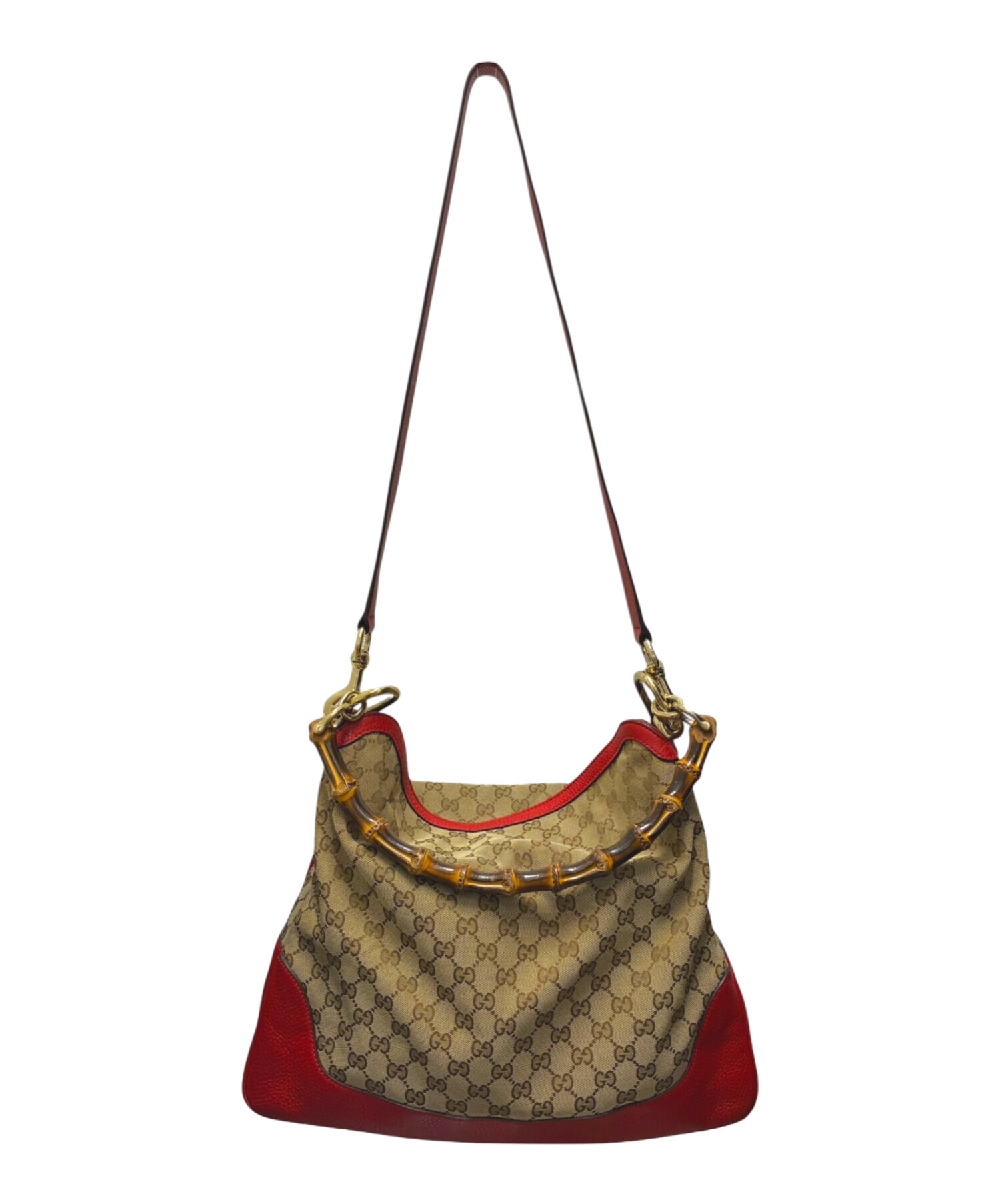 中古・古着通販】GUCCI (グッチ) ショルダーバッグ ベージュ×レッド