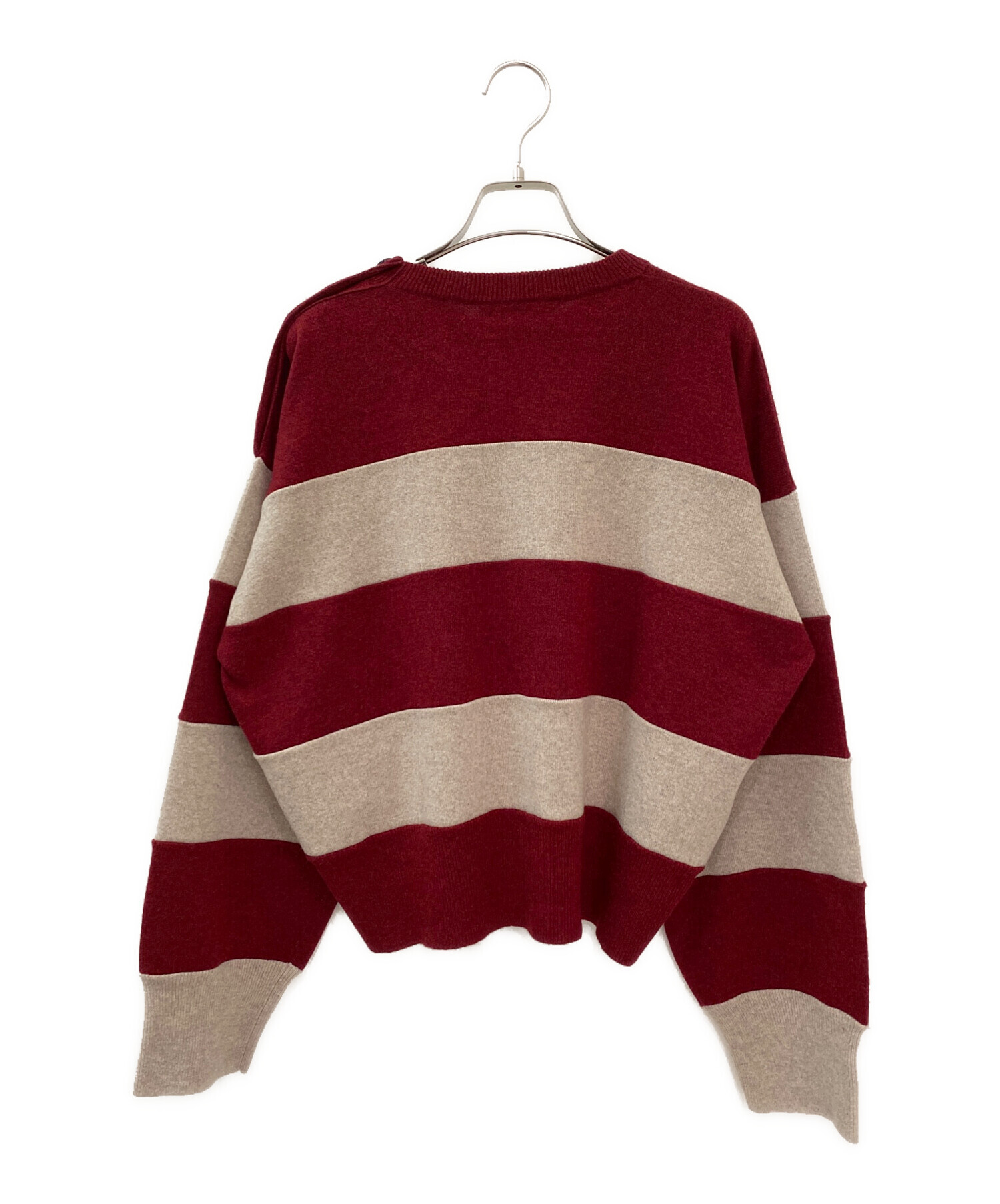 中古・古着通販】MIU MIU (ミュウミュウ) ボーダーロゴニット ベージュ