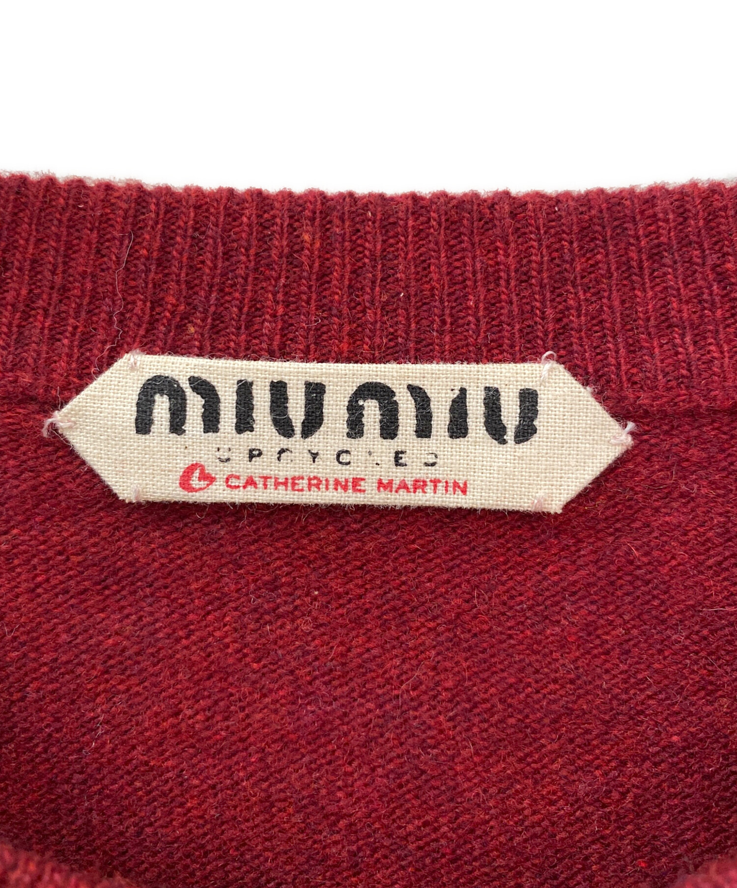 中古・古着通販】MIU MIU (ミュウミュウ) ボーダーロゴニット ベージュ