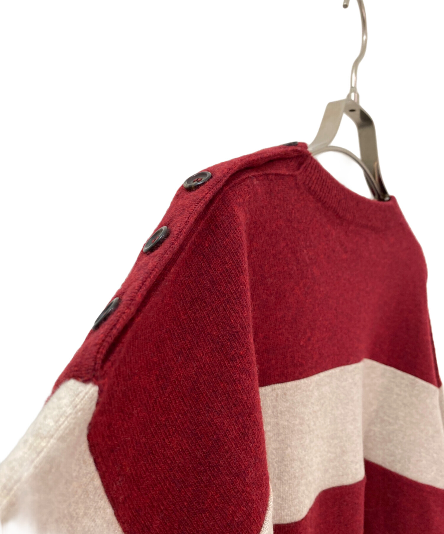 中古・古着通販】MIU MIU (ミュウミュウ) ボーダーロゴニット ベージュ