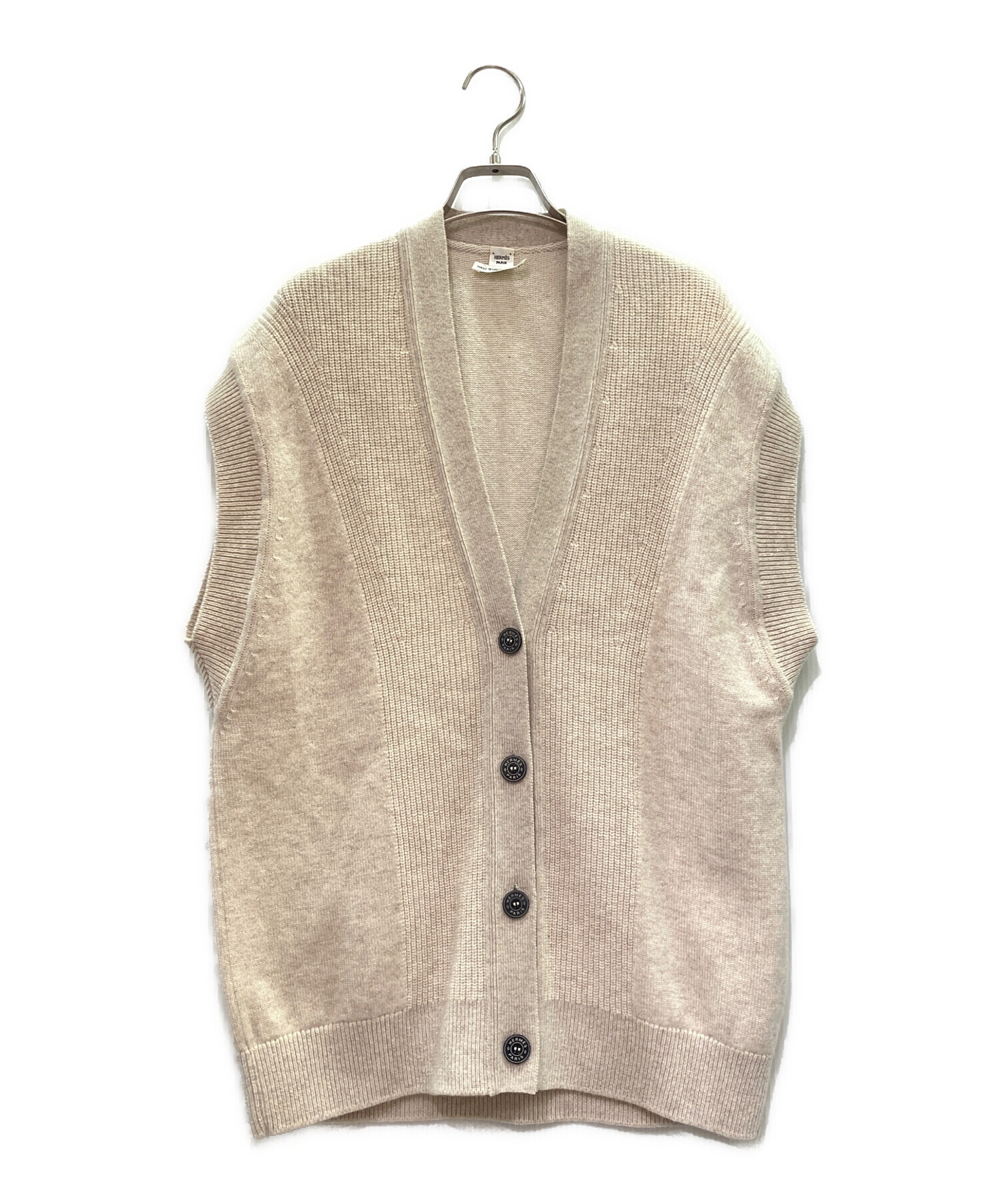 中古・古着通販】HERMES (エルメス) カシミヤニットベスト ベージュ
