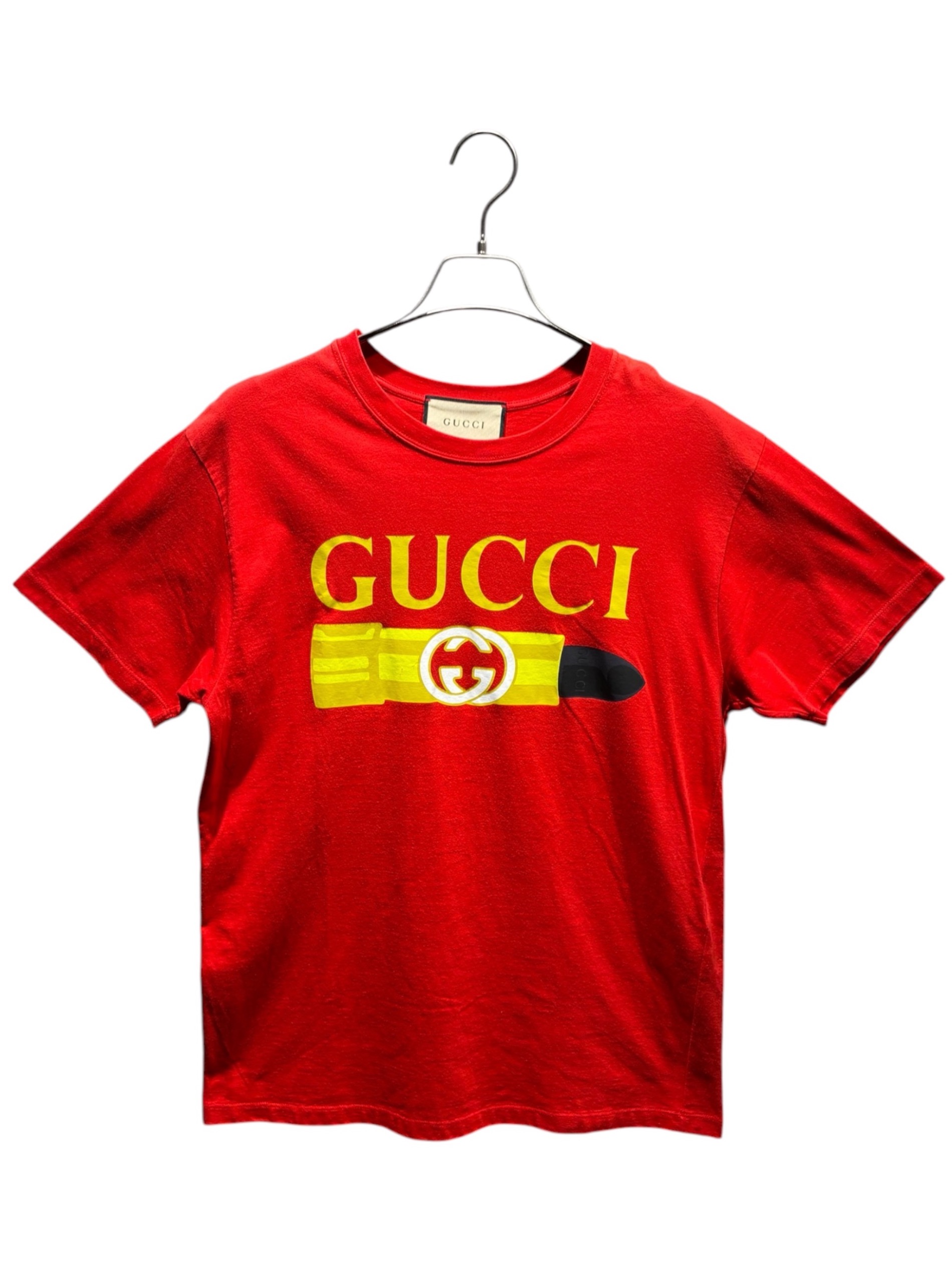 【新品】GUCCI BANDロゴ入りレッドTシャツ 18/24 中古・古着通販】GUCCI (グッチ) ロゴTシャツ 717422 XJFHT レッド