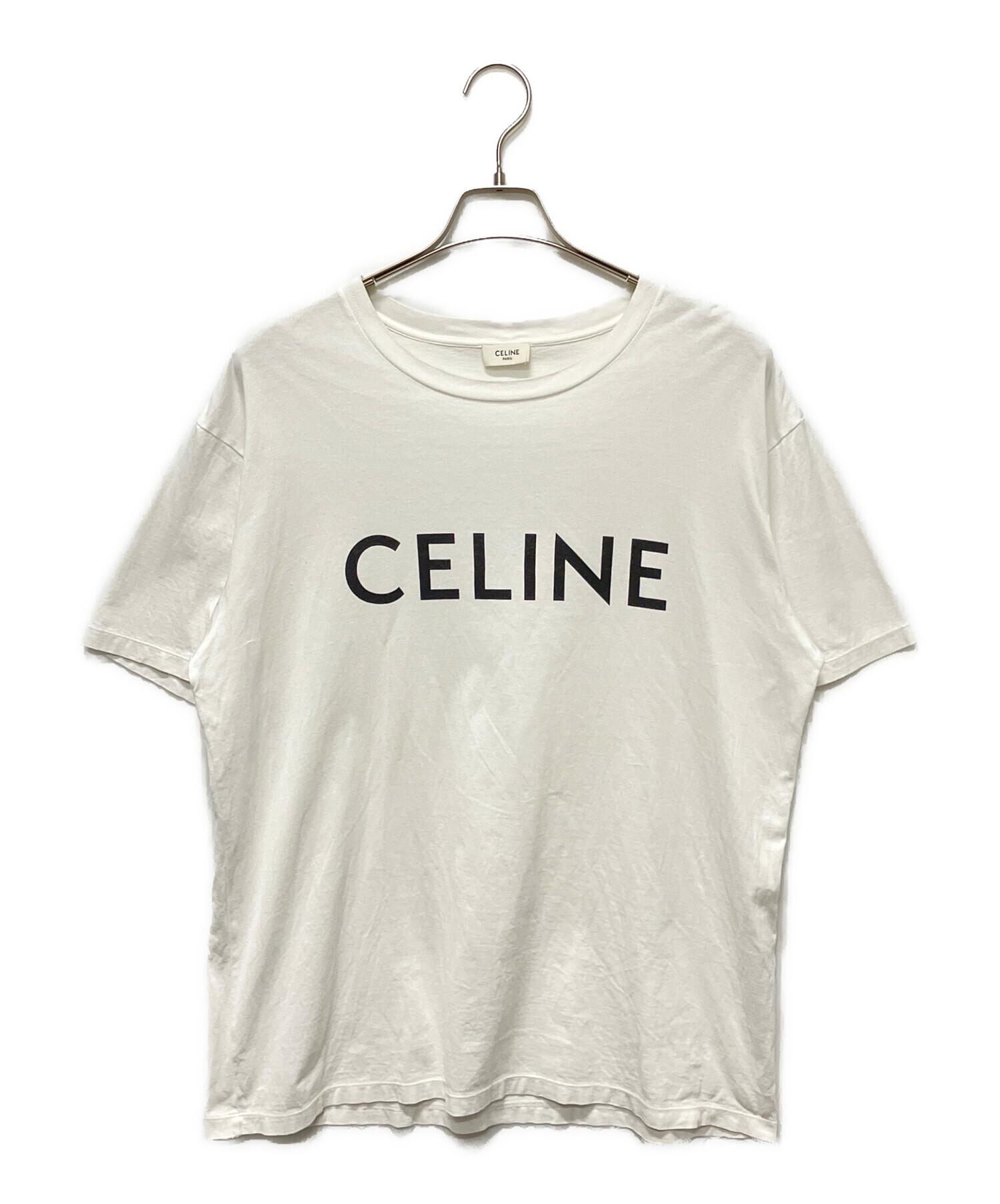 【美品・CELINE】ロゴプリント 半袖Tシャツ ホワイト 中古・古着通販】CELINE (セリーヌ) ロゴTシャツ ホワイト サイズ:M