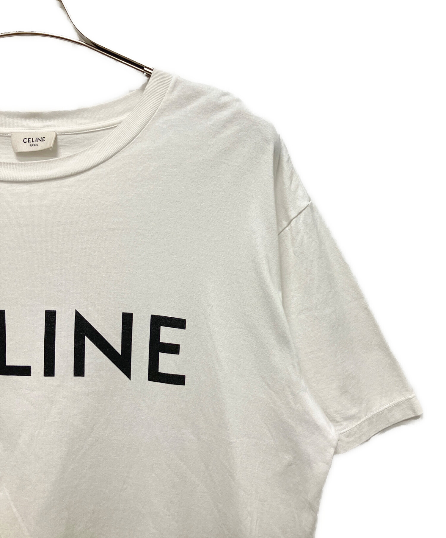 【美品・CELINE】ロゴプリント 半袖Tシャツ ホワイト 中古・古着通販】CELINE (セリーヌ) ロゴTシャツ ホワイト サイズ:M