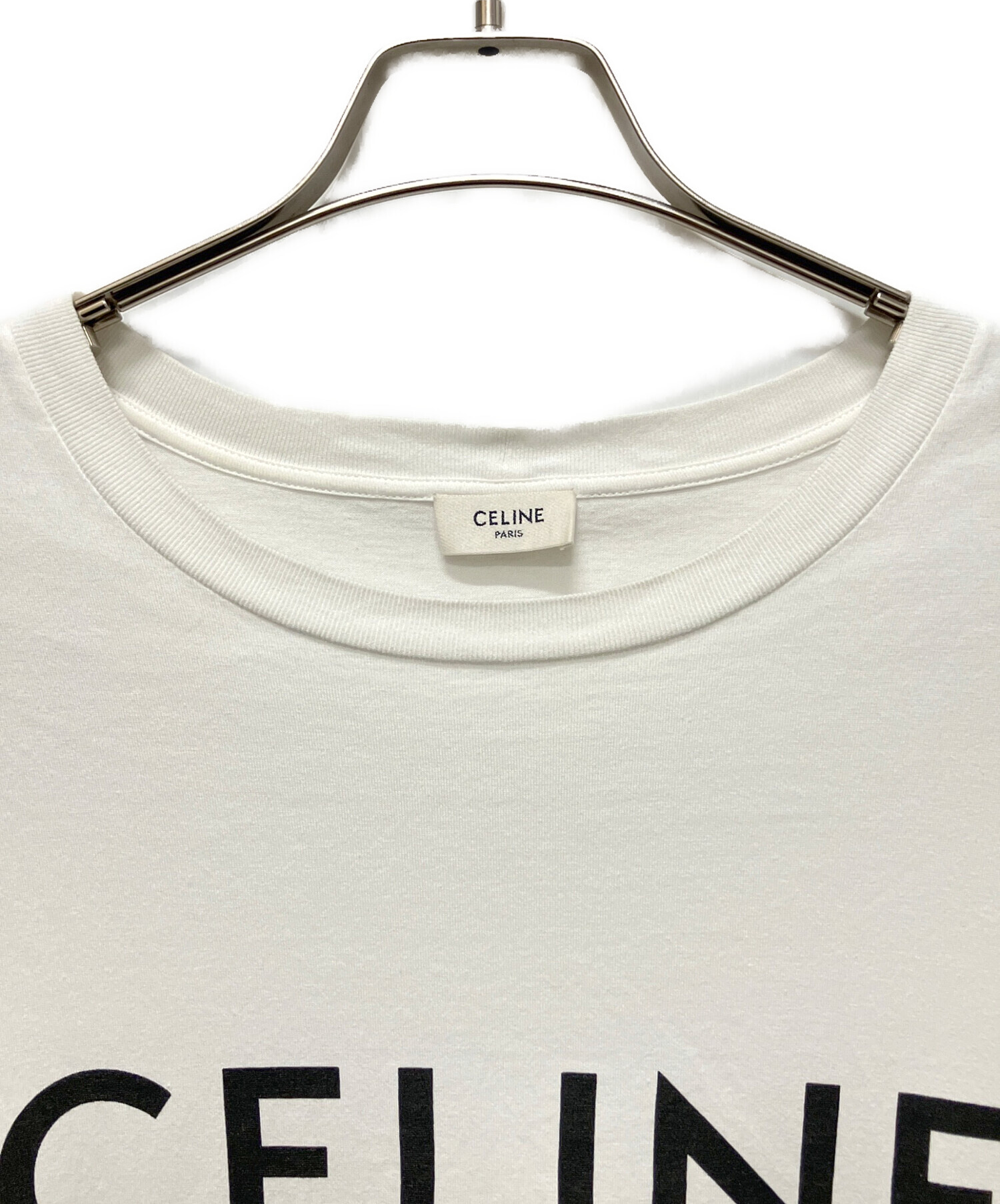 【美品・CELINE】ロゴプリント 半袖Tシャツ ホワイト 中古・古着通販】CELINE (セリーヌ) ロゴTシャツ ホワイト サイズ:M