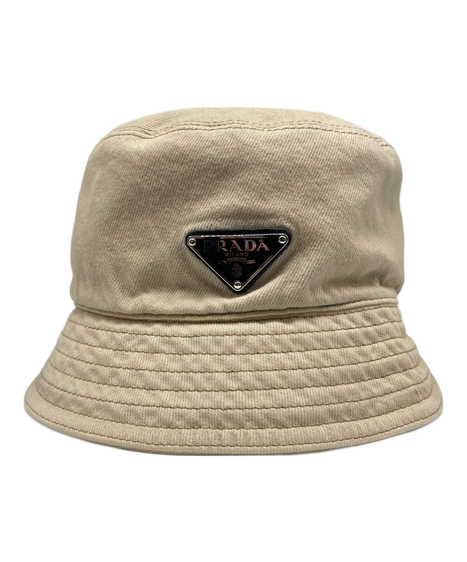 中古・古着通販】PRADA (プラダ) ロゴプレートバケットハット ベージュ