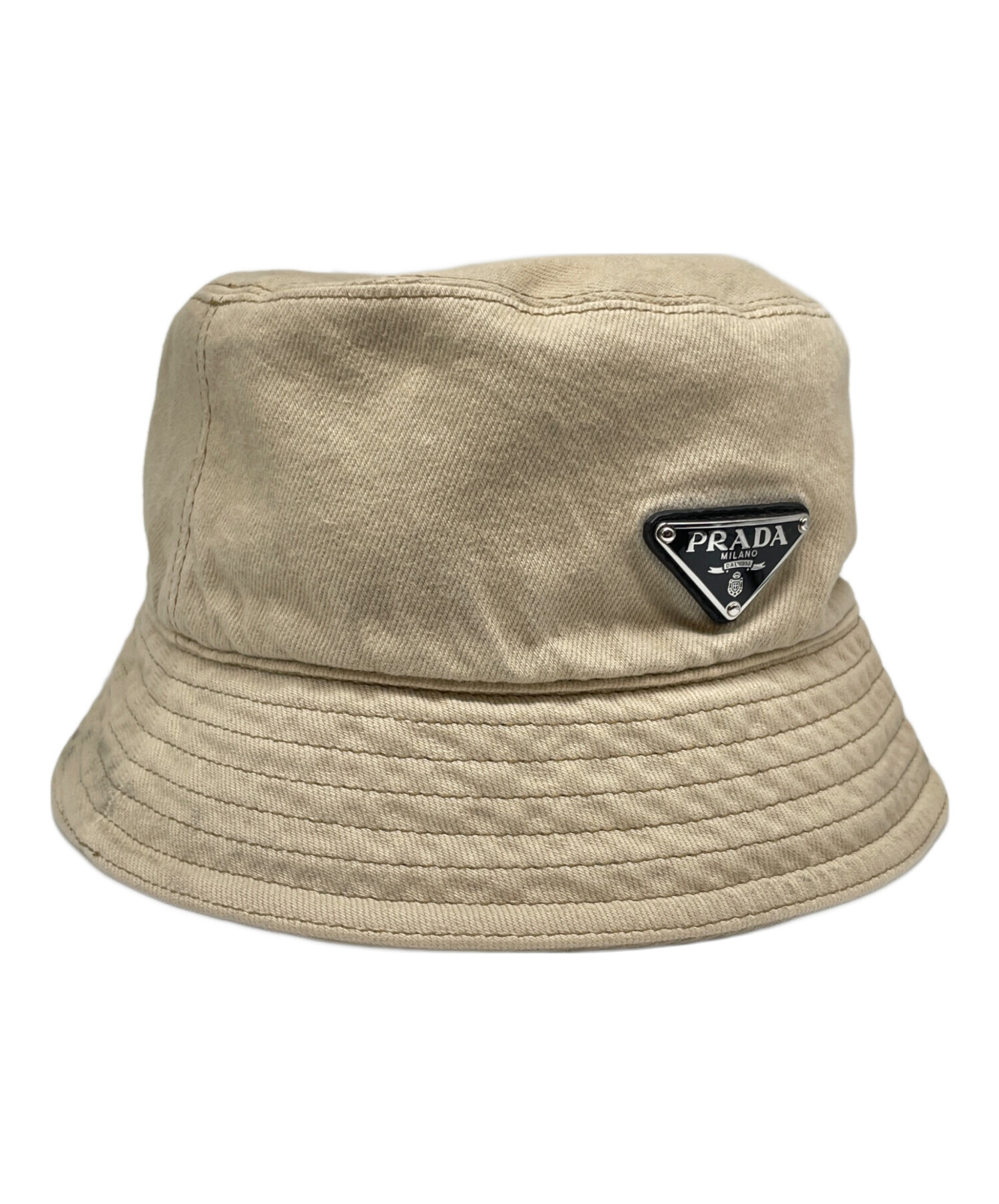 中古・古着通販】PRADA (プラダ) ロゴプレートバケットハット ベージュ