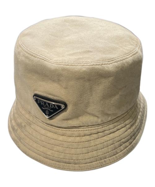 PRADA プラダ バケットハット ベージュ 中古・古着通販】PRADA (プラダ) ロゴプレート バケットハット