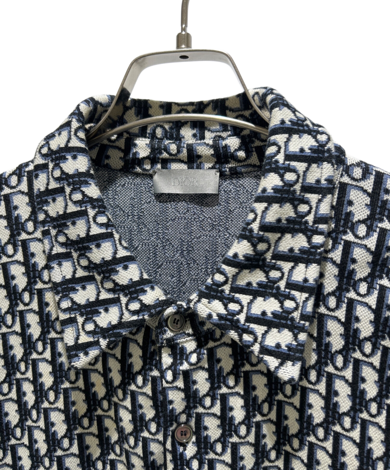 DIOR ディオール 20SS OBLIQUE JACQUARD NKIT SHIRT オブリークジャカードニットシャツ オブリーク総柄長袖コットンニットシャツ ネイビー 023M550AT099 中古・古着通販】Dior (ディオール) 20SS/オブリークオーバーシャツ