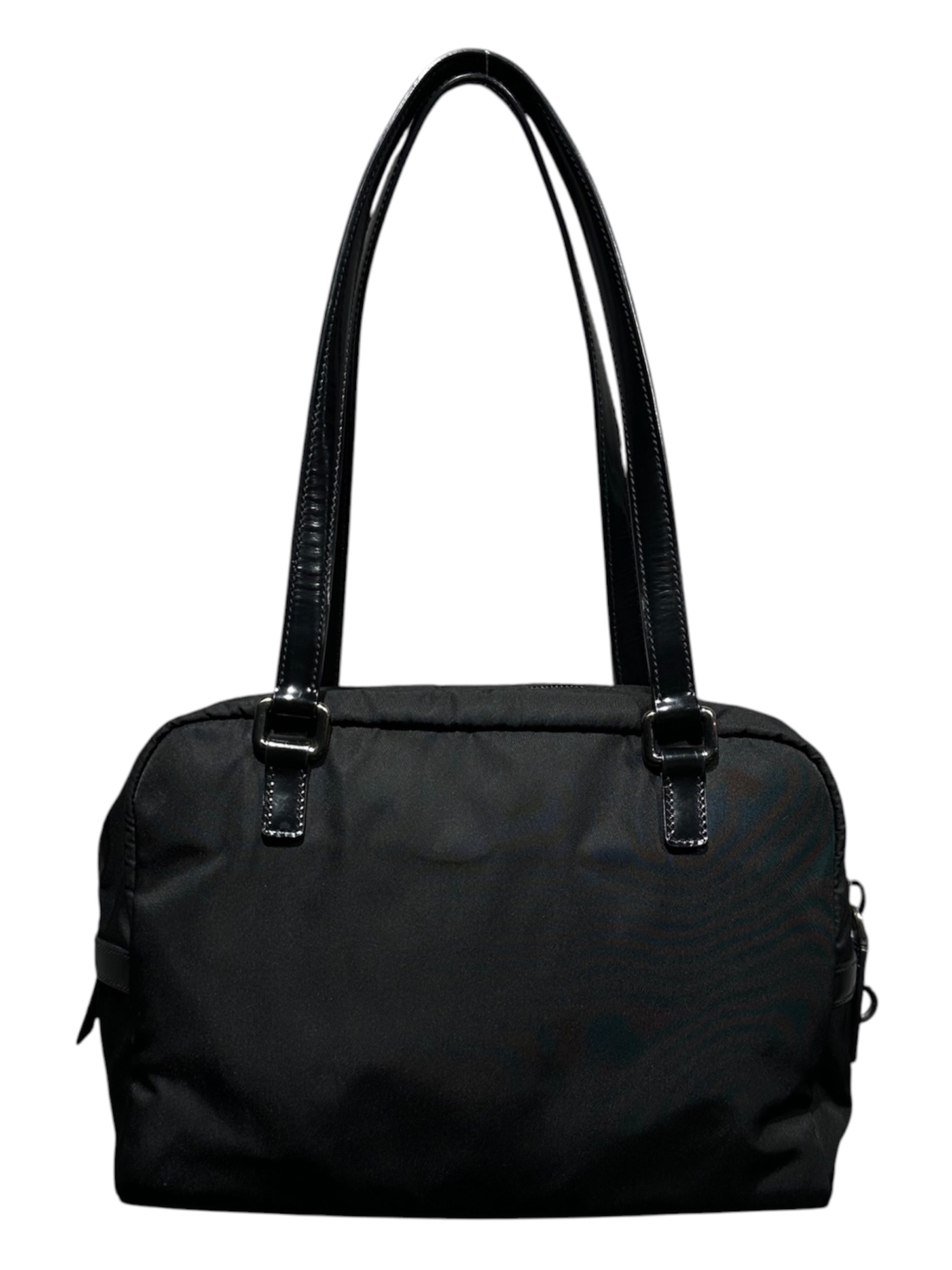 【良品】PRADA ミニボストンバッグ 三角ロゴ ナイロン ブラック ミニボストンバッグ ナイロン トライアングルロゴ ブラック（2024/06