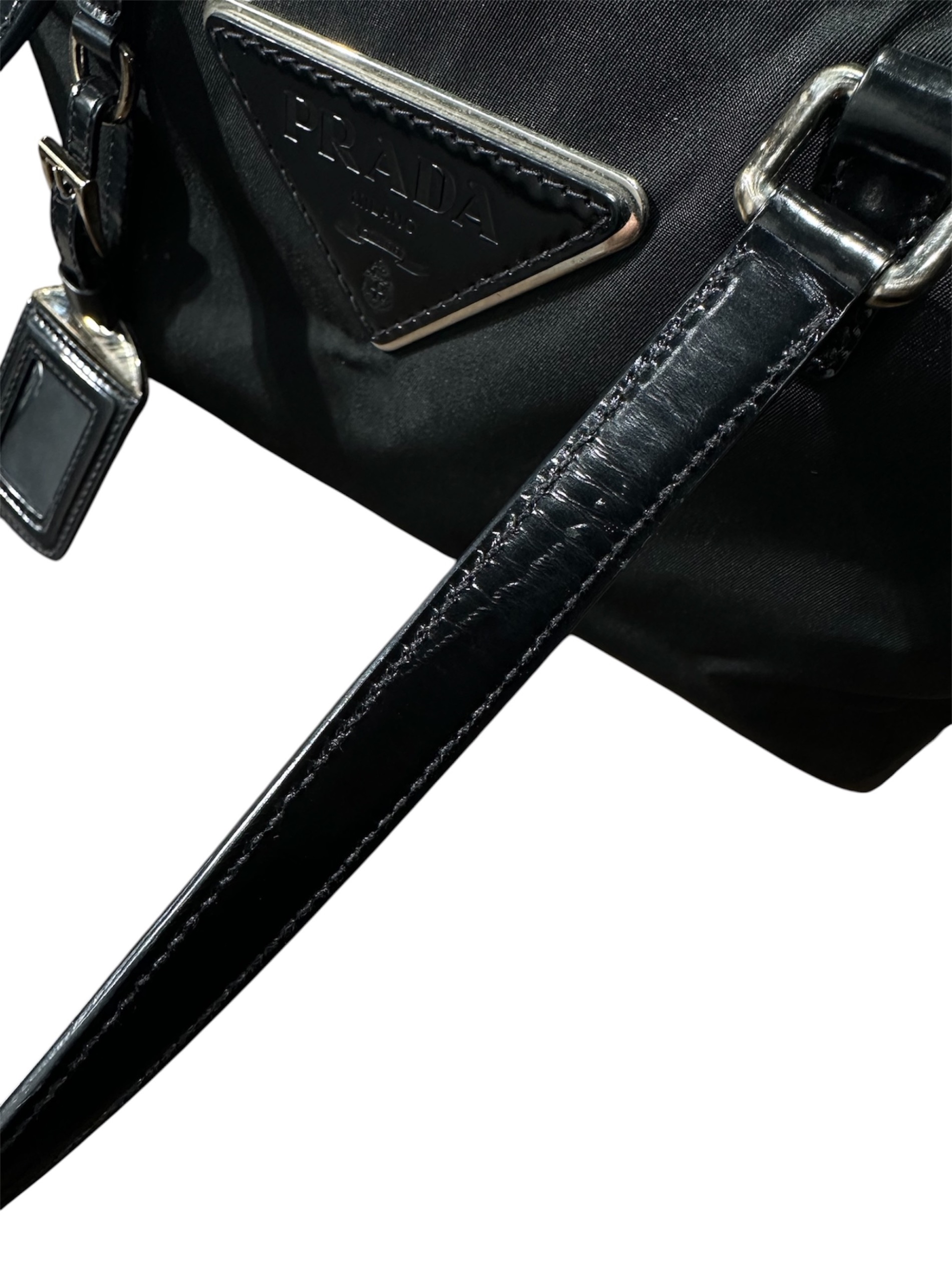 中古・古着通販】PRADA (プラダ) トライアングルロゴミニボストン