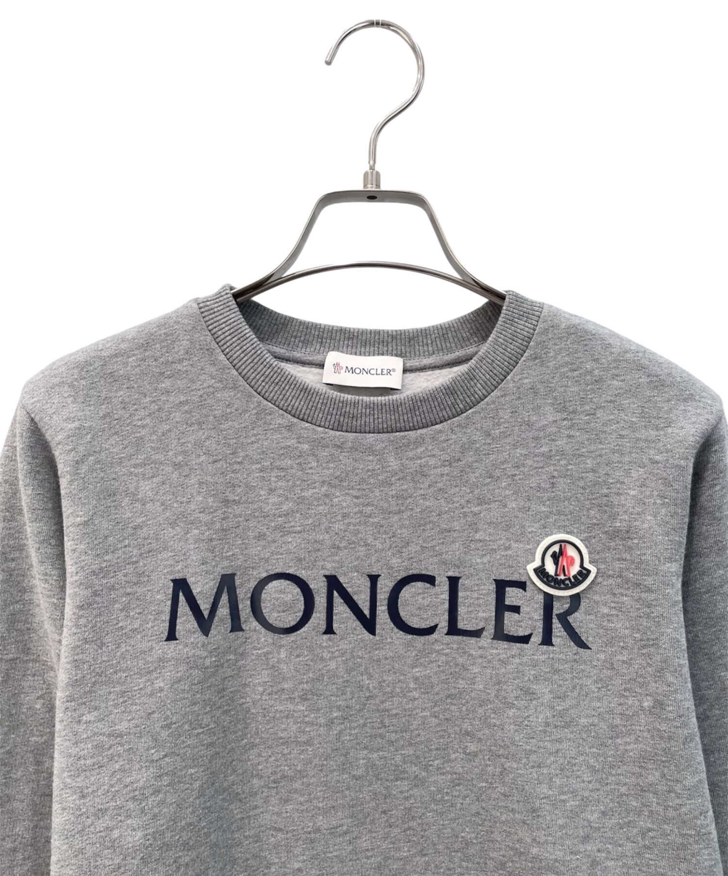 ハ*B様 MONCLER ロゴ刺繍 グレー トレーナー 中古・古着通販】MONCLER (モンクレール) ロゴスウェット グレー