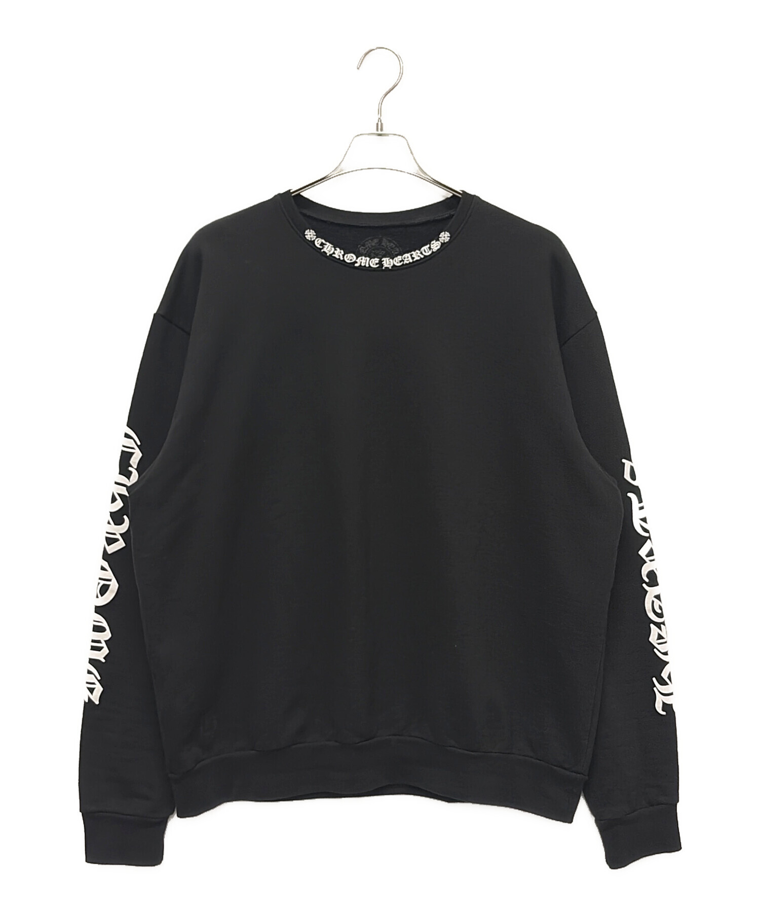 激レア オールド 90's クロムハーツ クルーネック スウェット　M ブラック 中古・古着通販】CHROME HEARTS (クロムハーツ) ネックロゴスウェット