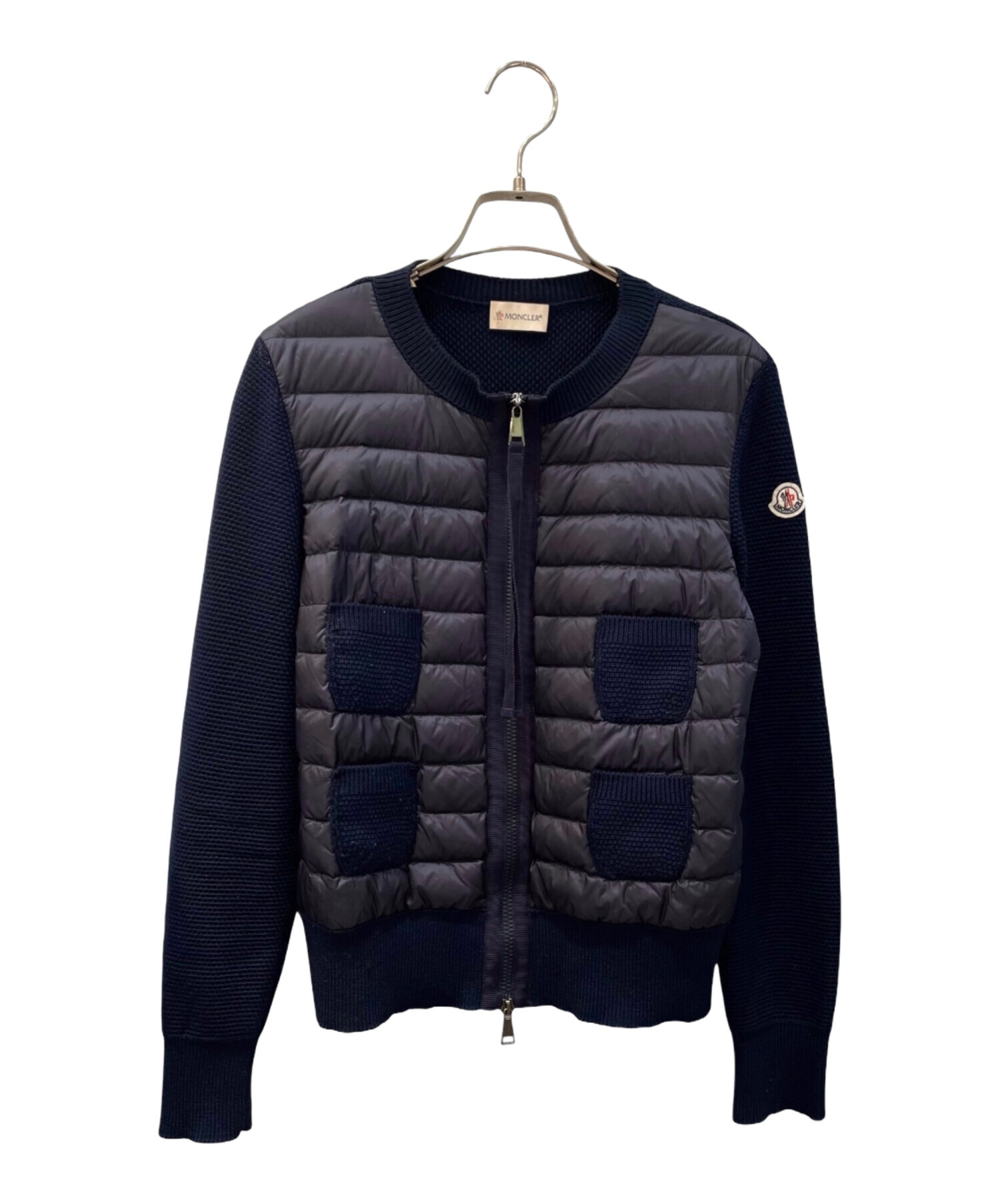 モンクレール　マグリア　スウェット切替ナイロンジャケット　ネイビー　S 中古・古着通販】MONCLER (モンクレール) MAGLIONE/ニット切替