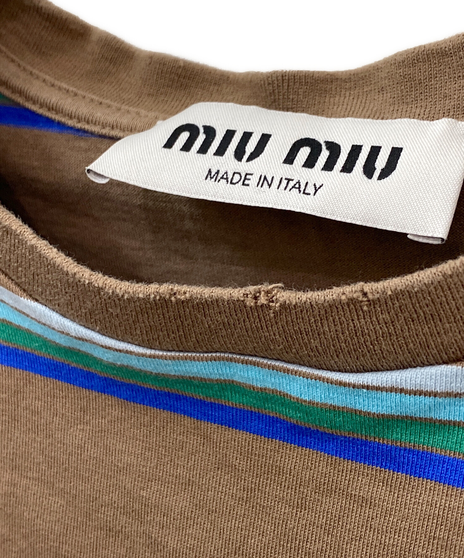 中古・古着通販】MIU MIU (ミュウミュウ) ボーダーポケットTシャツ