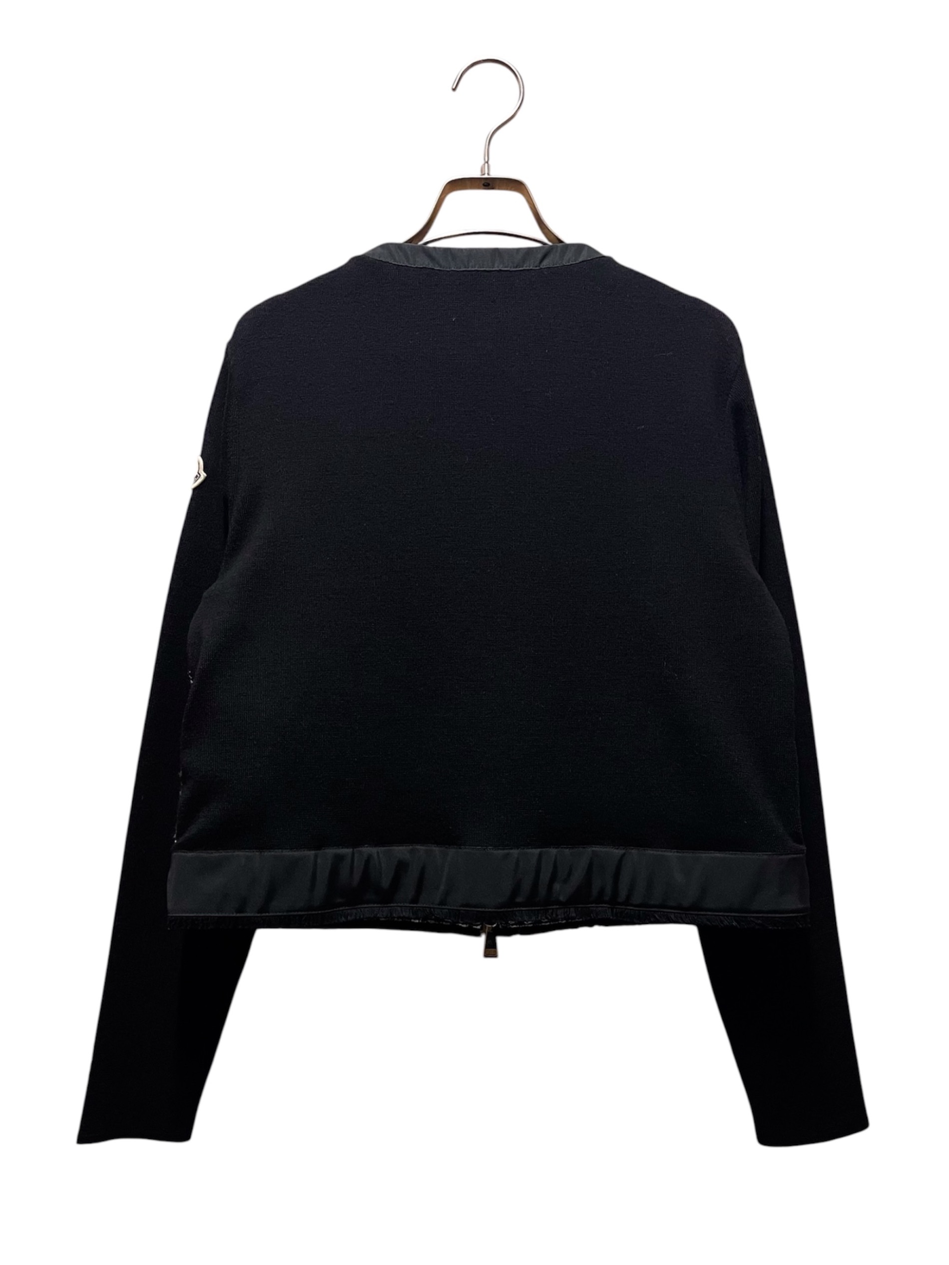 MONCLER - 美品 MONCLER モンクレール CLELIA クレリア ツイードコンビ ノーカラージャケット サイズ0 ネイビー レディース 古着 中古 USED 中古・古着通販】MONCLER (モンクレール) ツイード切替ニット