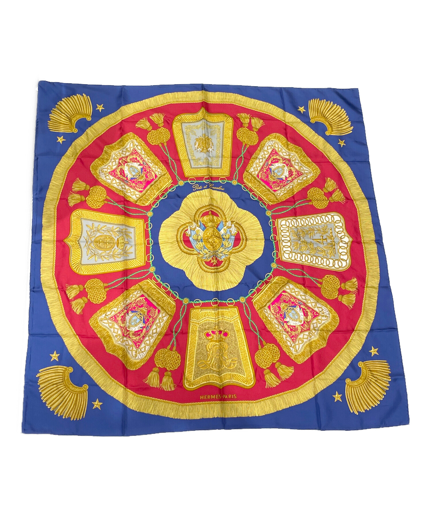 入手困難！美品✨エルメス カレ90 大判 スカーフ［サーベル飾袋］シルク ブルー 中古・古着通販】HERMES (エルメス) カレ90 サーベル飾り袋（Poste et