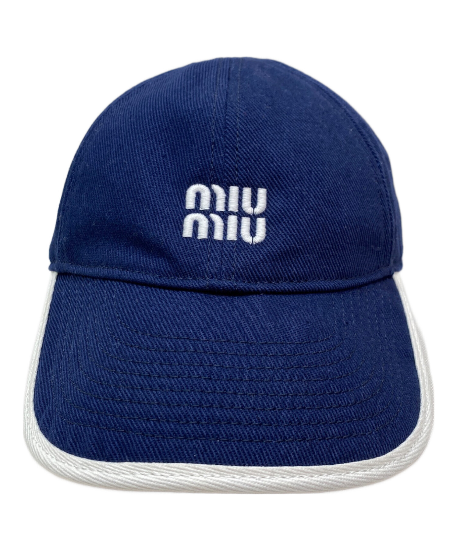 中古・古着通販】MIU MIU (ミュウミュウ) ロゴキャップ ブルー サイズ 中古・古着通販】MIU MIU (ミュウミュウ) ロゴキャップ ブルー サイズ