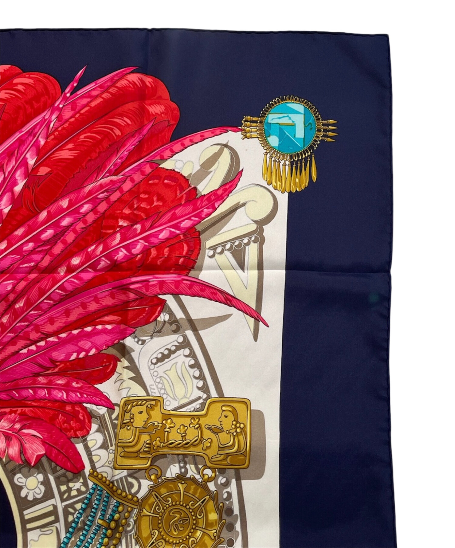 中古・古着通販】HERMES (エルメス) カレ90 ピンク×ネイビー サイズ:90