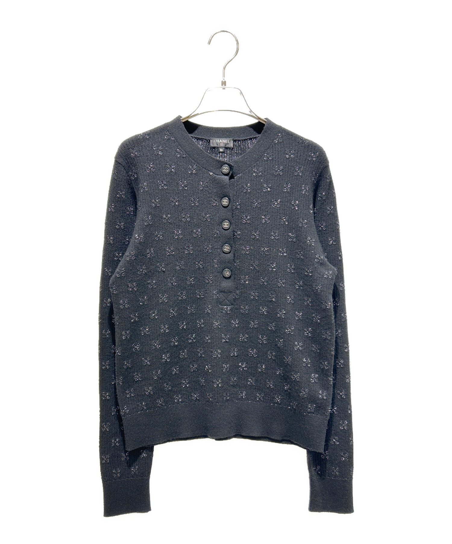 中古・古着通販】CHANEL (シャネル) ココボタンヘンリーネックニット