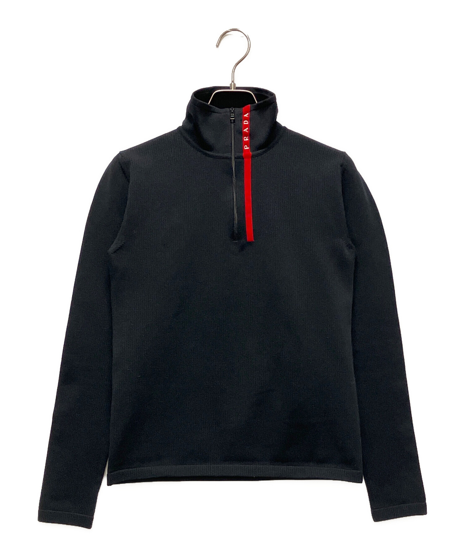 中古・古着通販】PRADA (プラダ) ハーフジップニット ブラック サイズ
