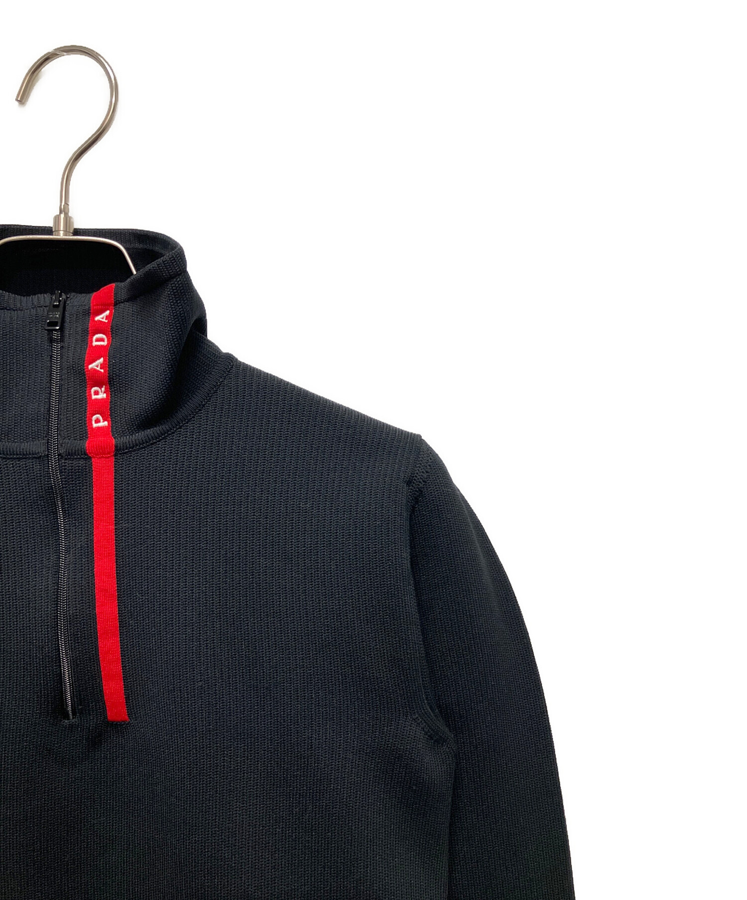 中古・古着通販】PRADA (プラダ) ハーフジップニット ブラック サイズ