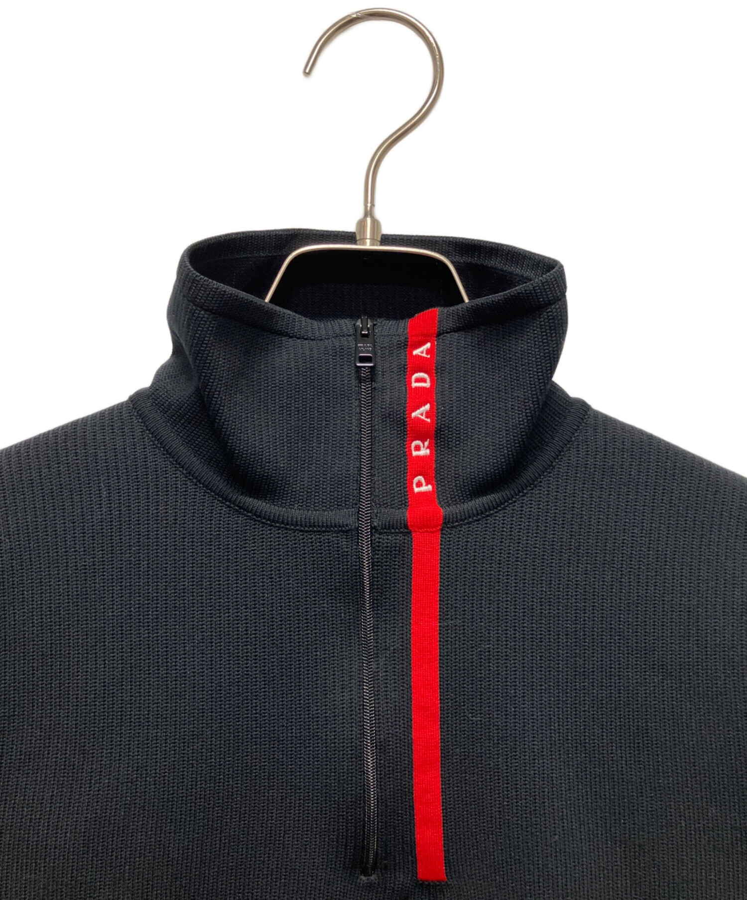 中古・古着通販】PRADA (プラダ) ハーフジップニット ブラック サイズ