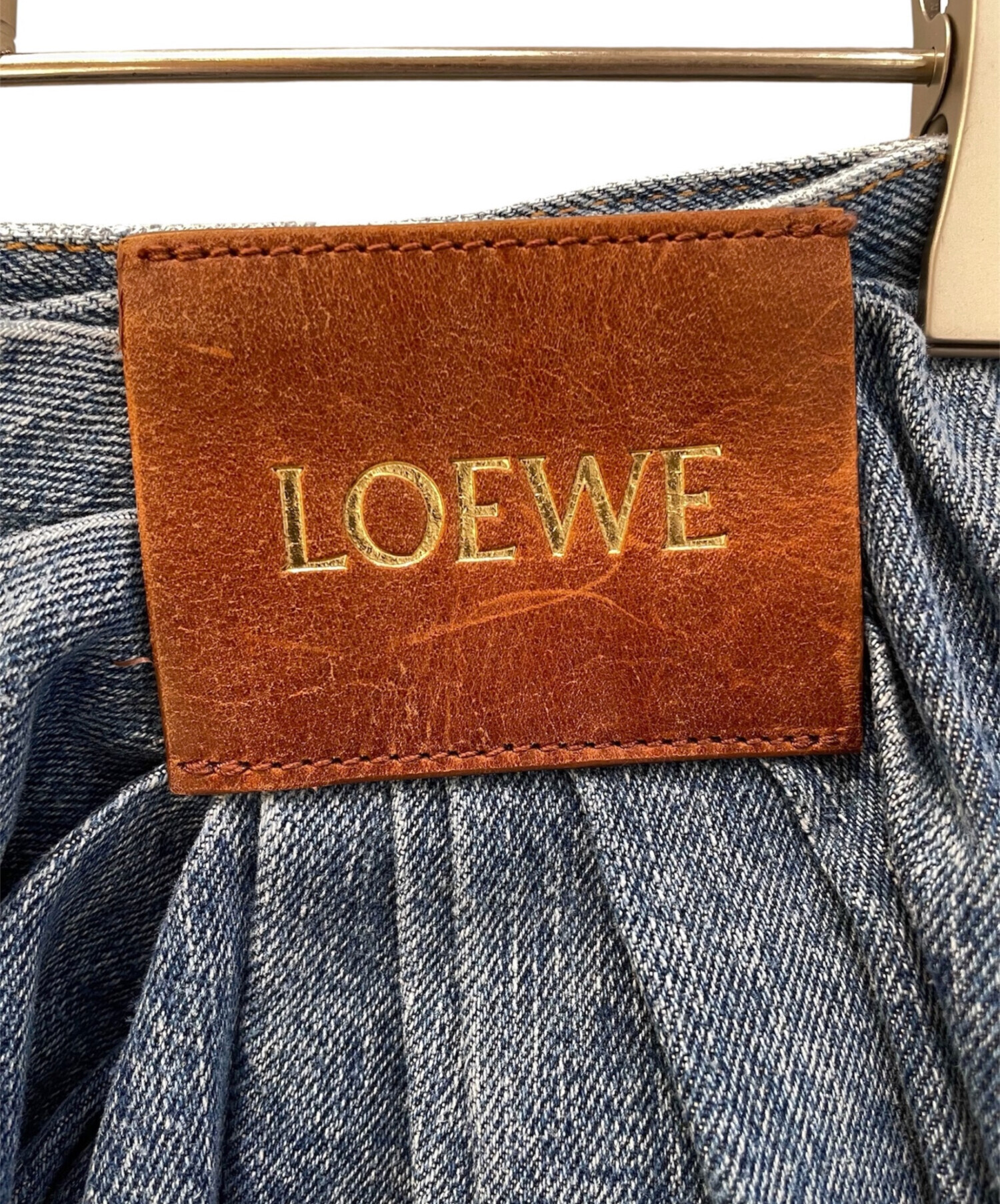 中古・古着通販】LOEWE (ロエベ) ドレープデニムパンツ インディゴ