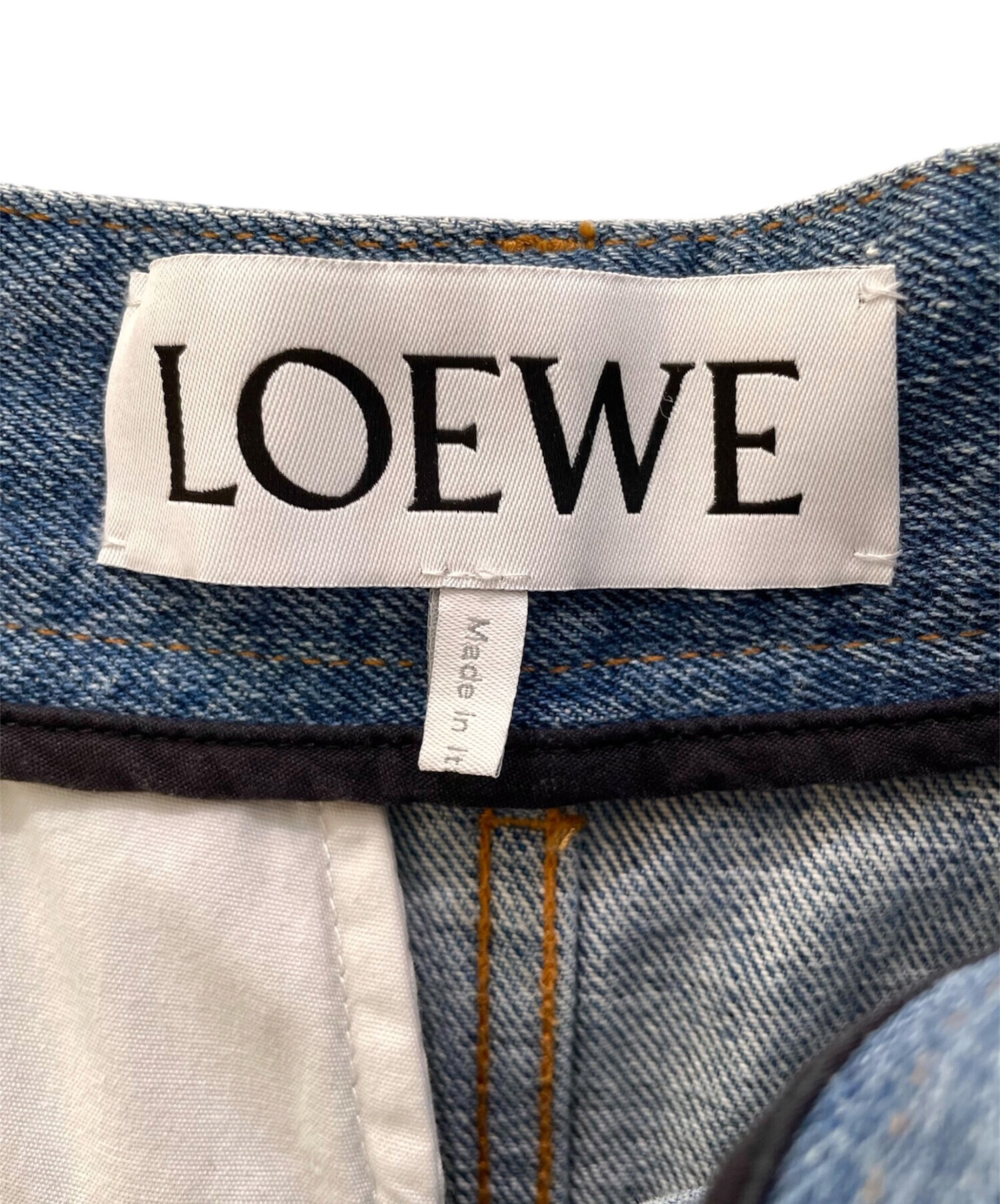 中古・古着通販】LOEWE (ロエベ) ドレープデニムパンツ インディゴ