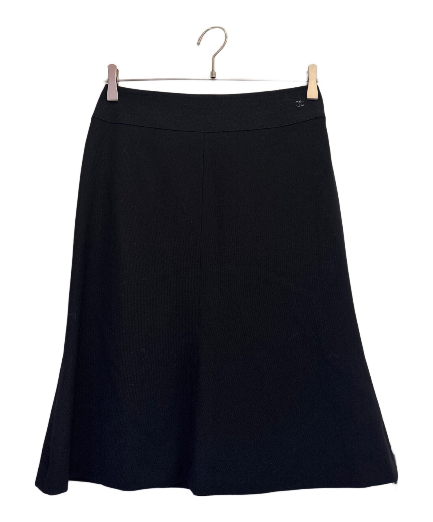 CHANEL シャネル スカート ブラック 黒 34 vintage 中古・古着通販】CHANEL (シャネル) ウールスカート ブラック サイズ
