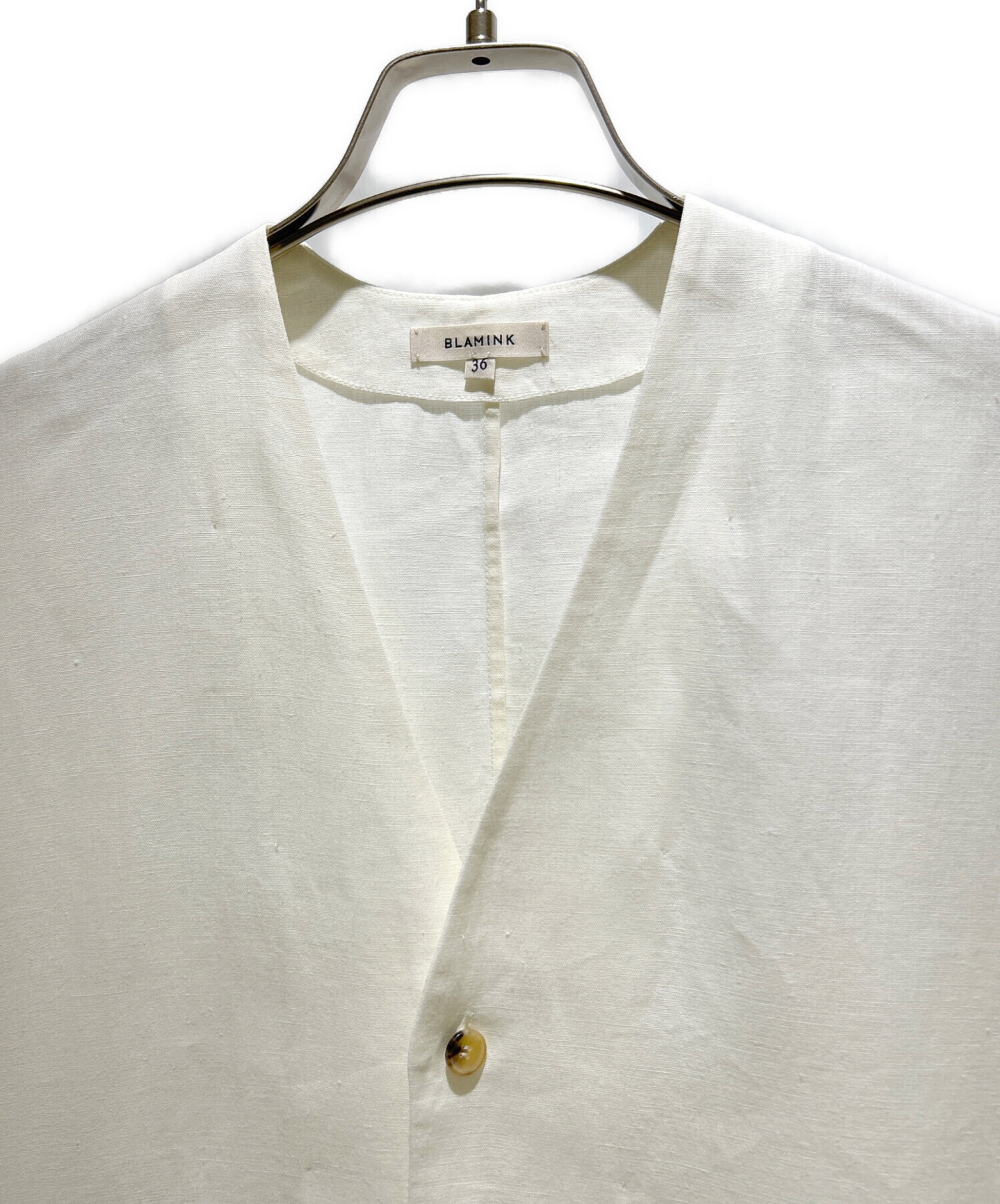 美品 BLAMINK ブラミンク ノースリーブ シャツ ワイドブラウス 7921-230-0078 サイズ36 ブラック レディース 古着 中古 USED BLAMINK(ブラミンク) クラッシュサテンノースリーブブラウス7921-230