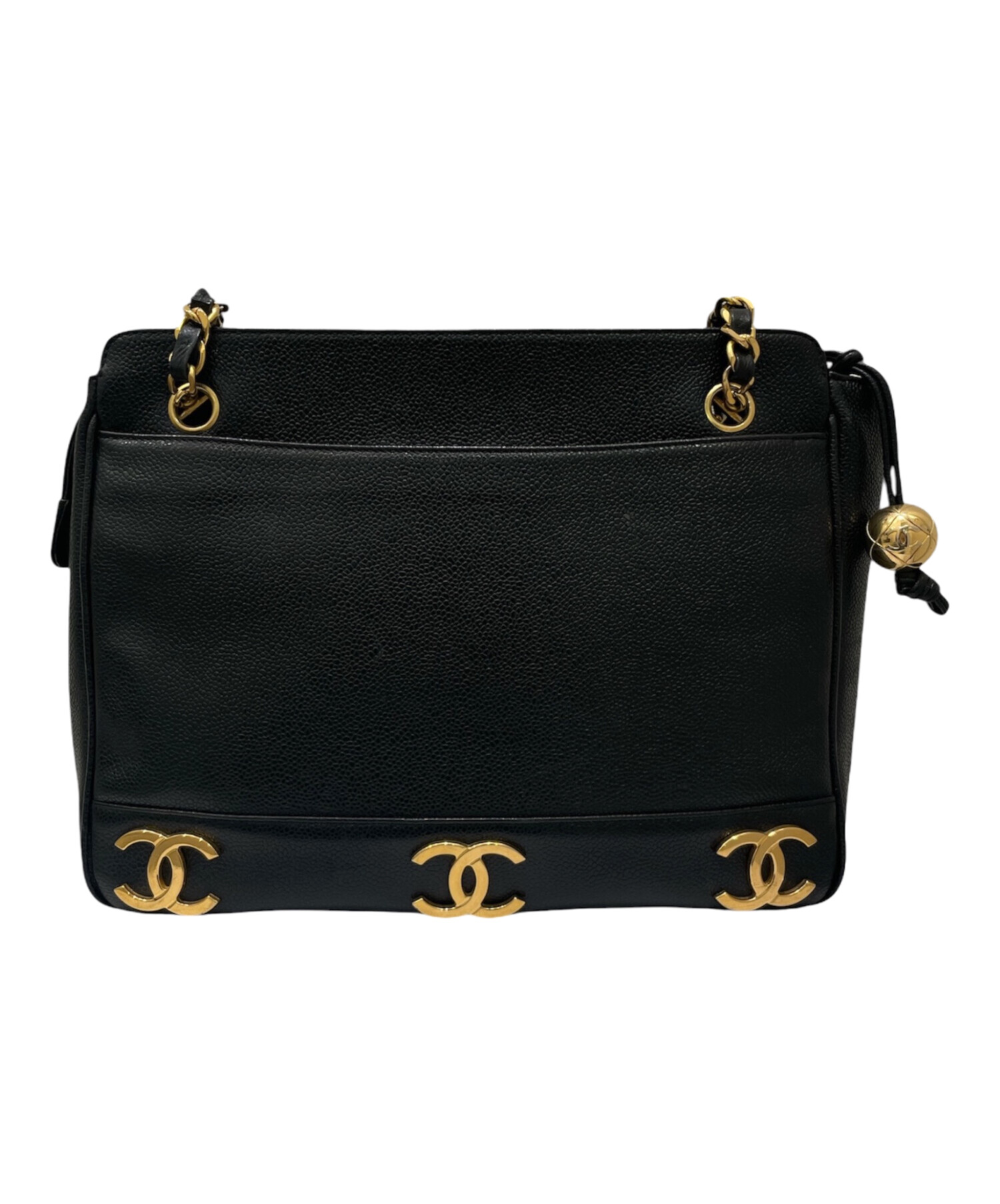 CHANEL 4番台 ヴィンテージ キャビアスキン トリプルココ トートバッグ CHANEL - CHANEL 4番台 ヴィンテージ キャビアスキン トリプルココ