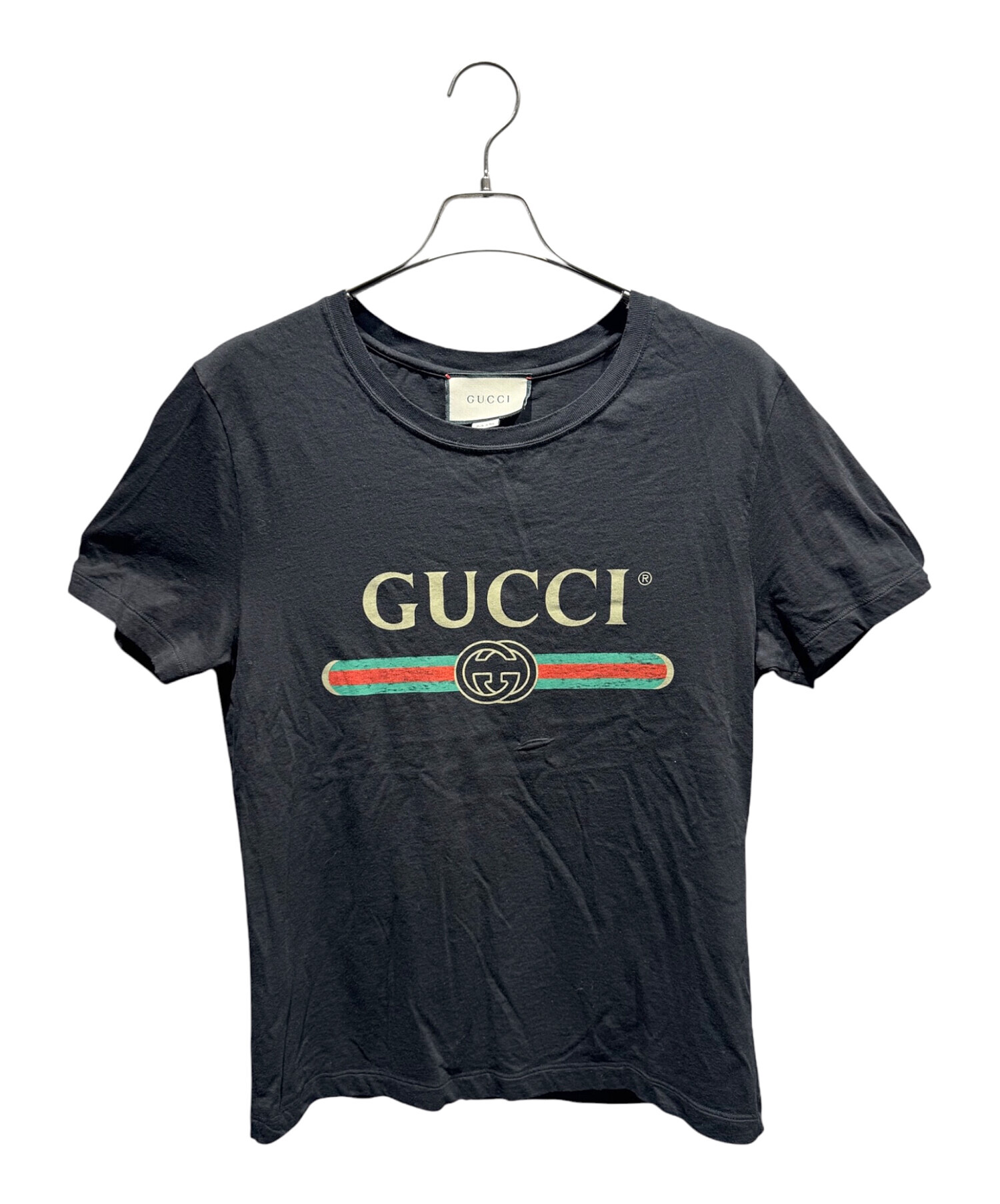 GUCCI グッチ ヴィンテージロゴプリント ウォッシュ加工 クルーネック 半袖Tシャツ カットソー ホワイト 440103 中古・古着通販】GUCCI (グッチ) ヴィンテージロゴTシャツ ホワイト
