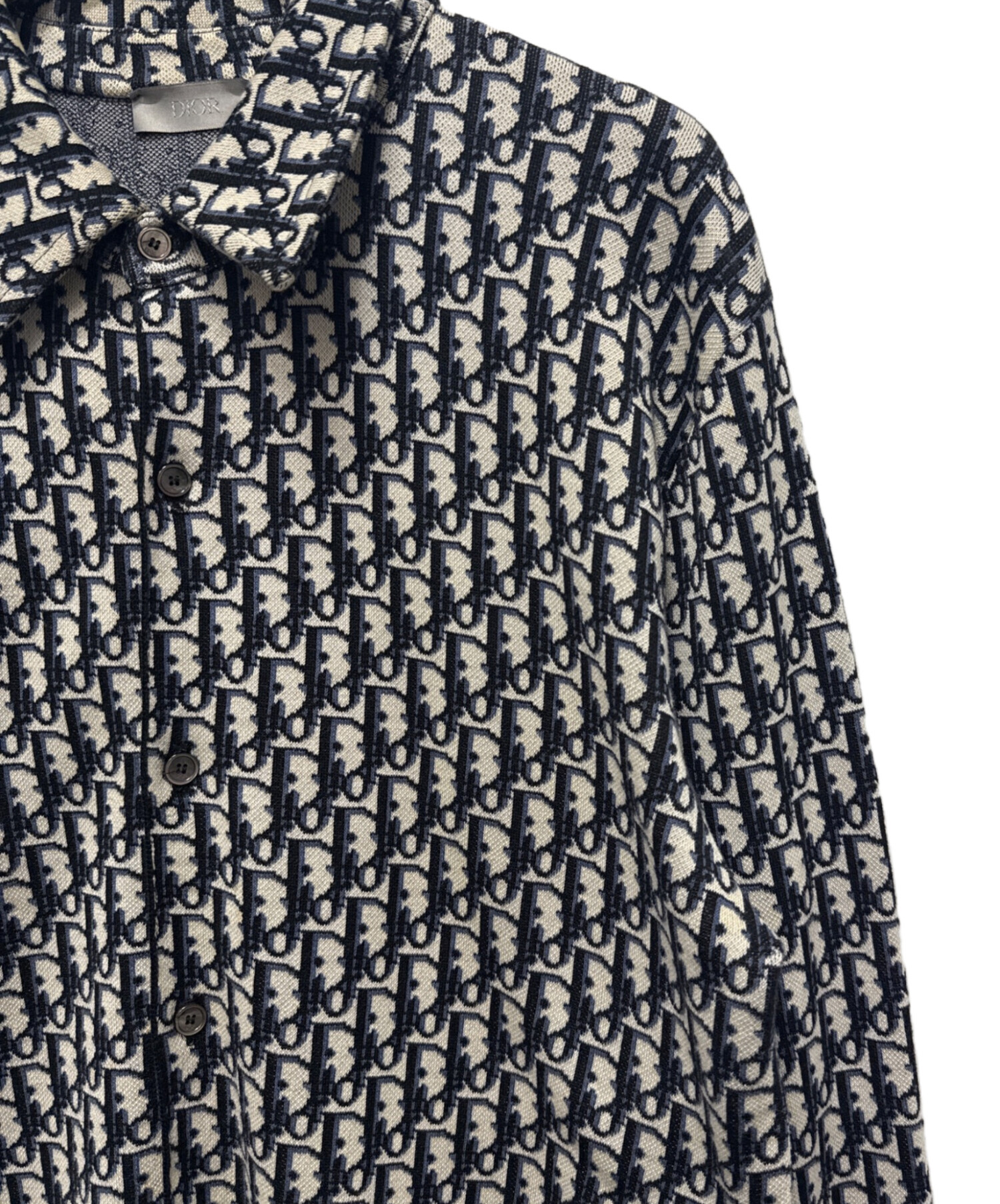 Christian Dior ネイビー スプラッター模様 長袖シャツ　ブラウス 中古・古着通販】Dior (ディオール) オブリーク総柄長袖シャツ